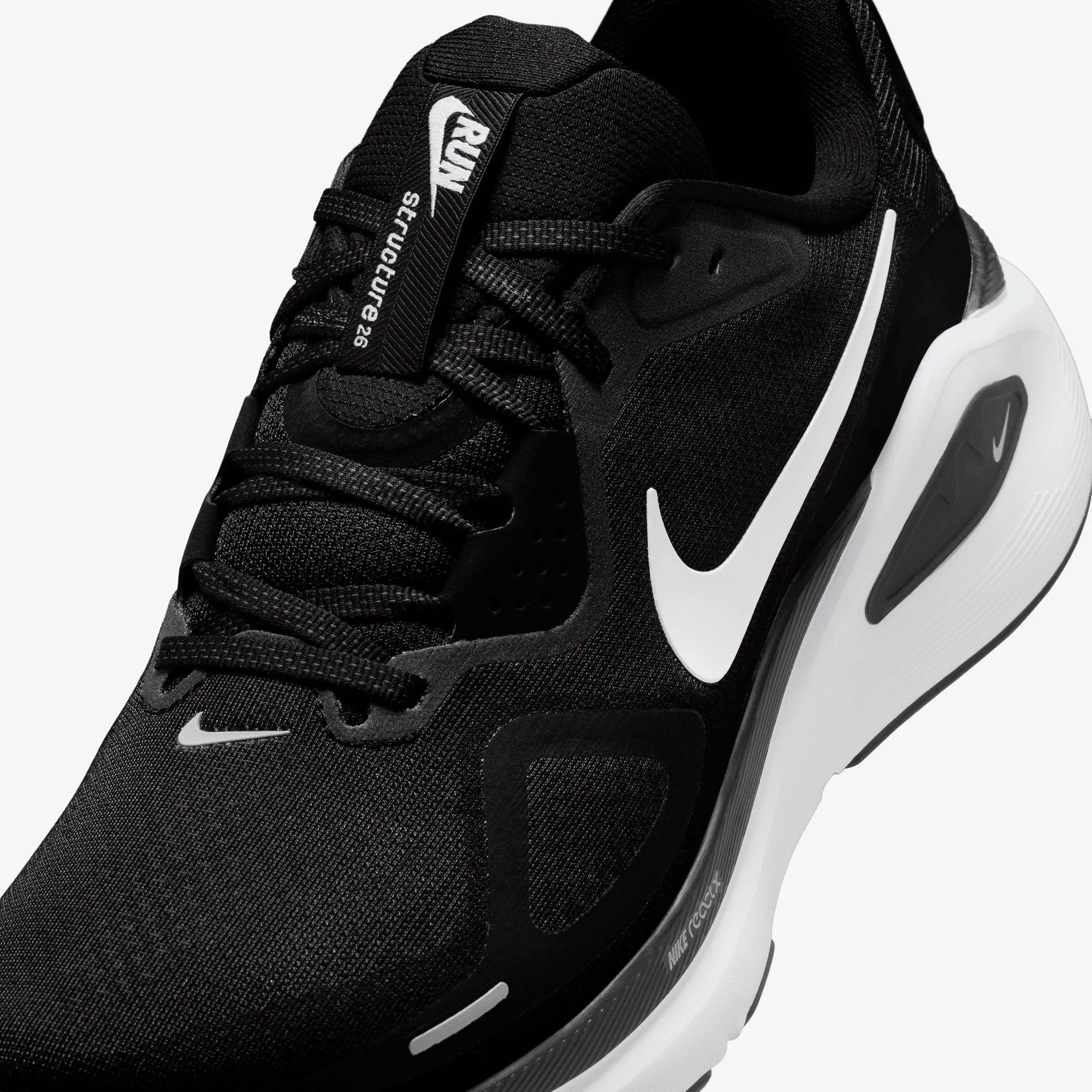 Nike | STRUCTURE 26 { BLACK/WHITE-COOL GREY-METALLIC SILVER Relax Walk Upgraded piece