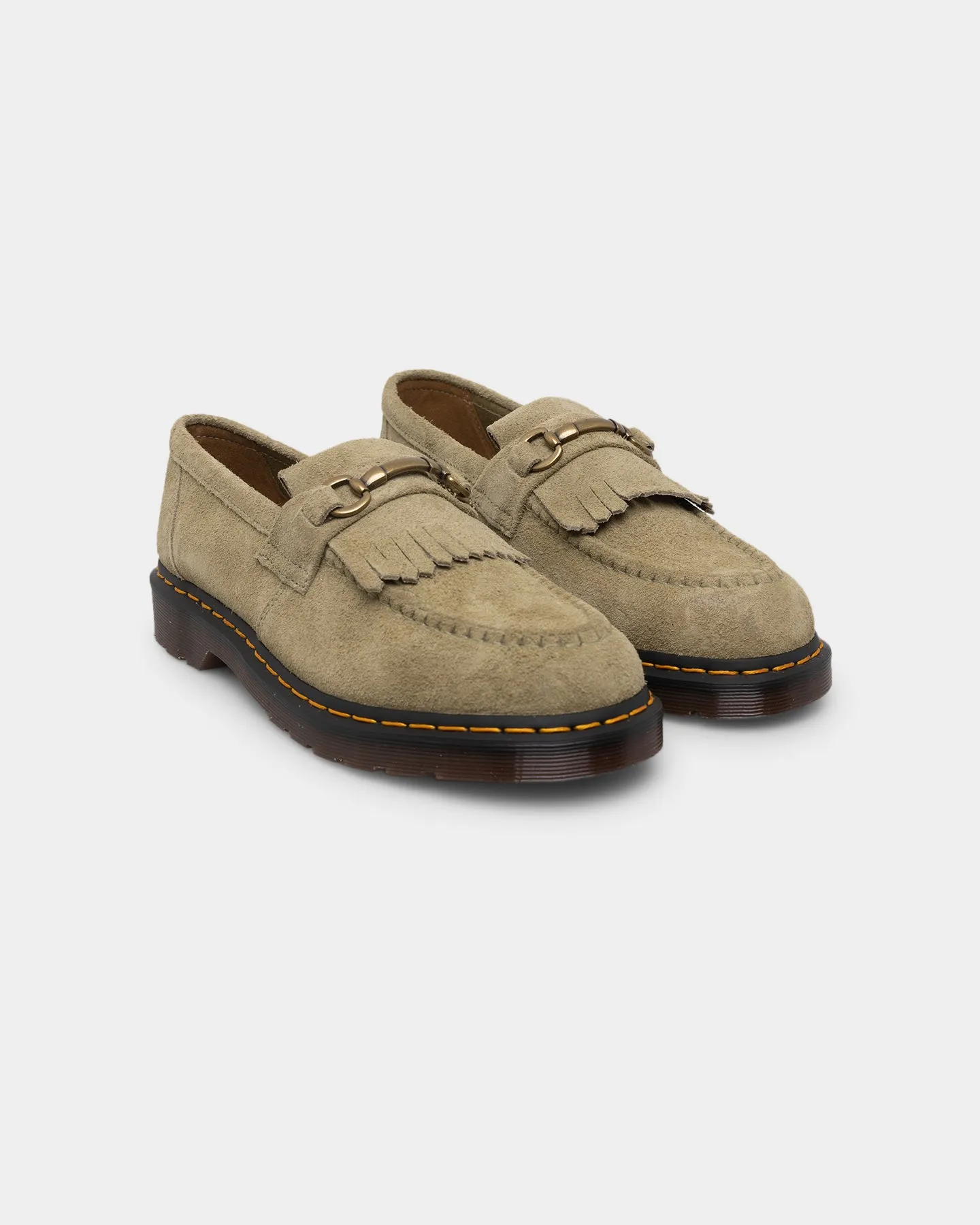 Flexible Fit Frequent Travelers Wardrobe Base Dr Martens Adrian Snaffle Loafer Pale Olive Desert Oasis Suede