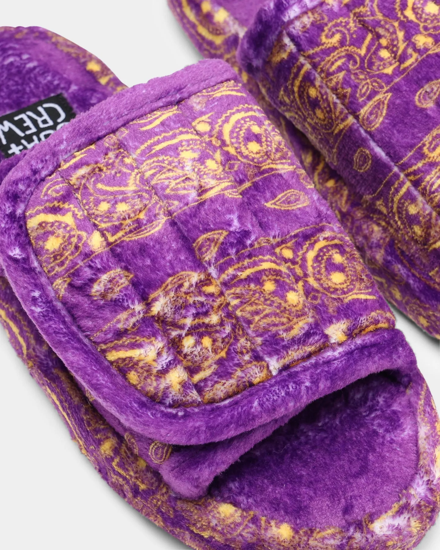 Peace Step Elastic Sling Goat Crew Velcro Paisley Bandana Slipper Purple/Yellow