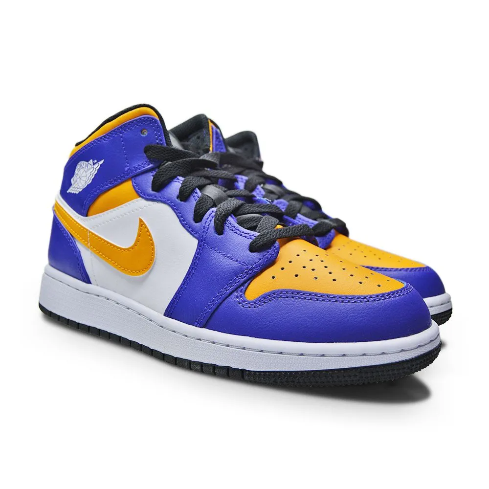 Nike Air Jordan 1 Mid (GS) 'Lakers' Reinforced Stitching