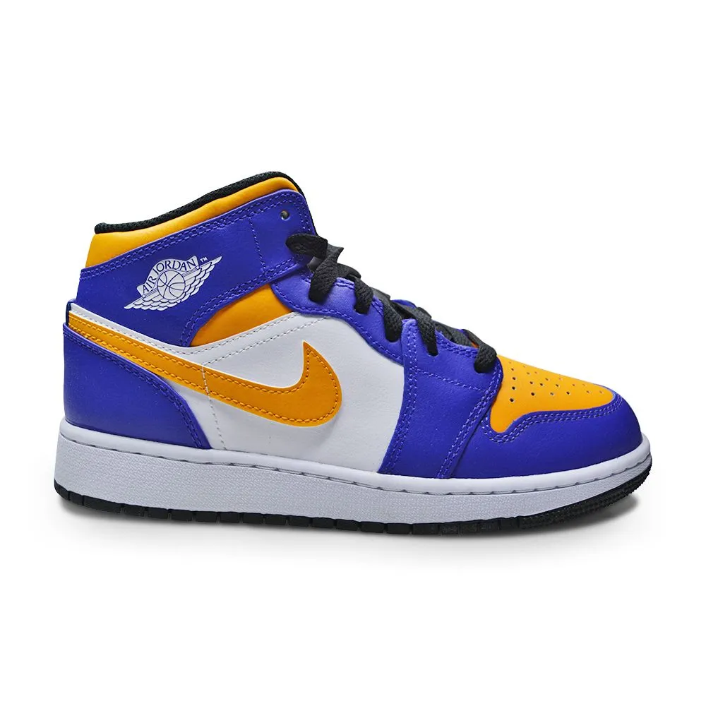 Nike Air Jordan 1 Mid (GS) 'Lakers' Dynamic Flex Grooves Elastic Bands