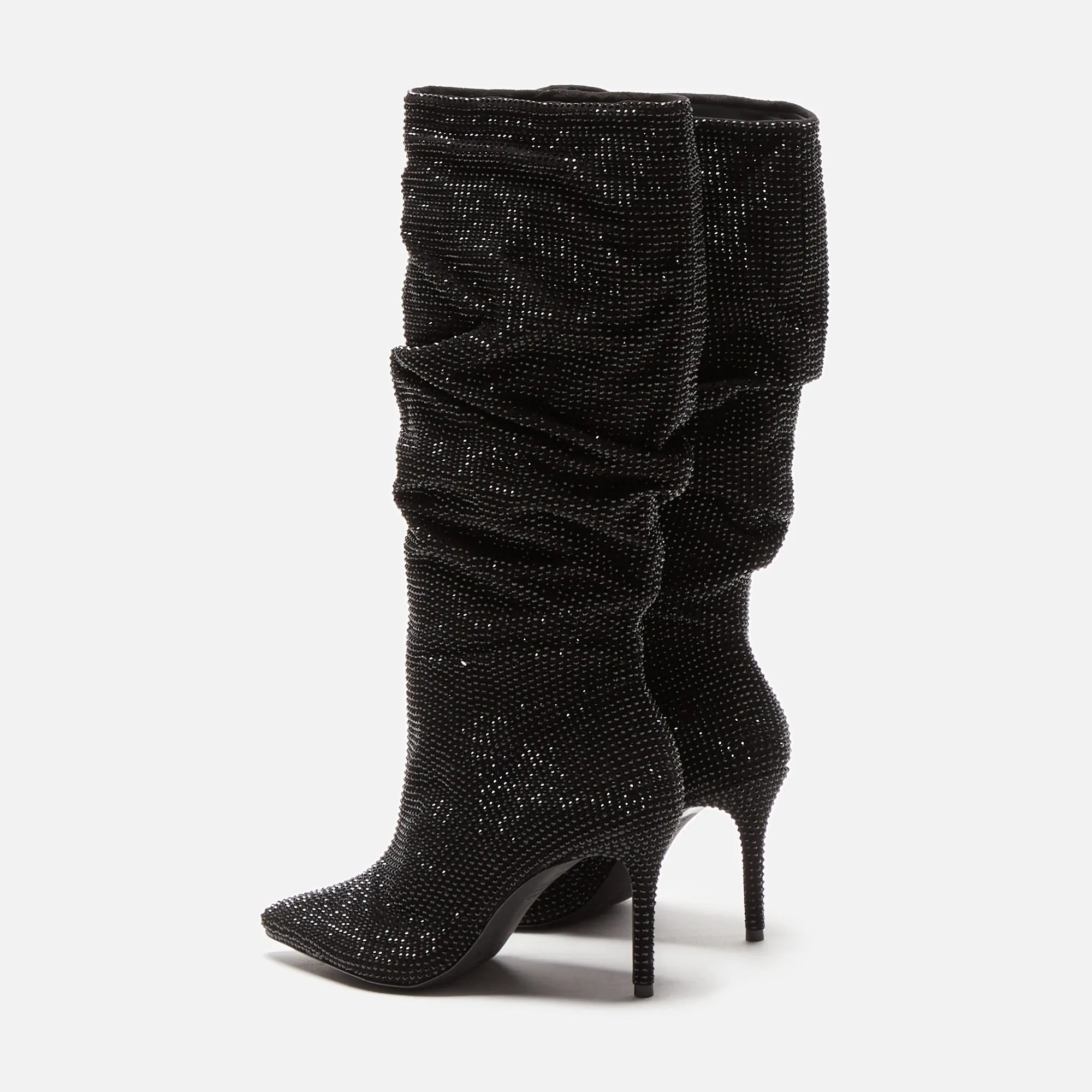 Warm Comfort On-the-Go Wear Black Suede Studio Geni Boot - Black Crystal Embellished Suede