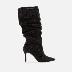 Outdoor Travel Black Suede Studio Geni Boot - Black Crystal Embellished Suede