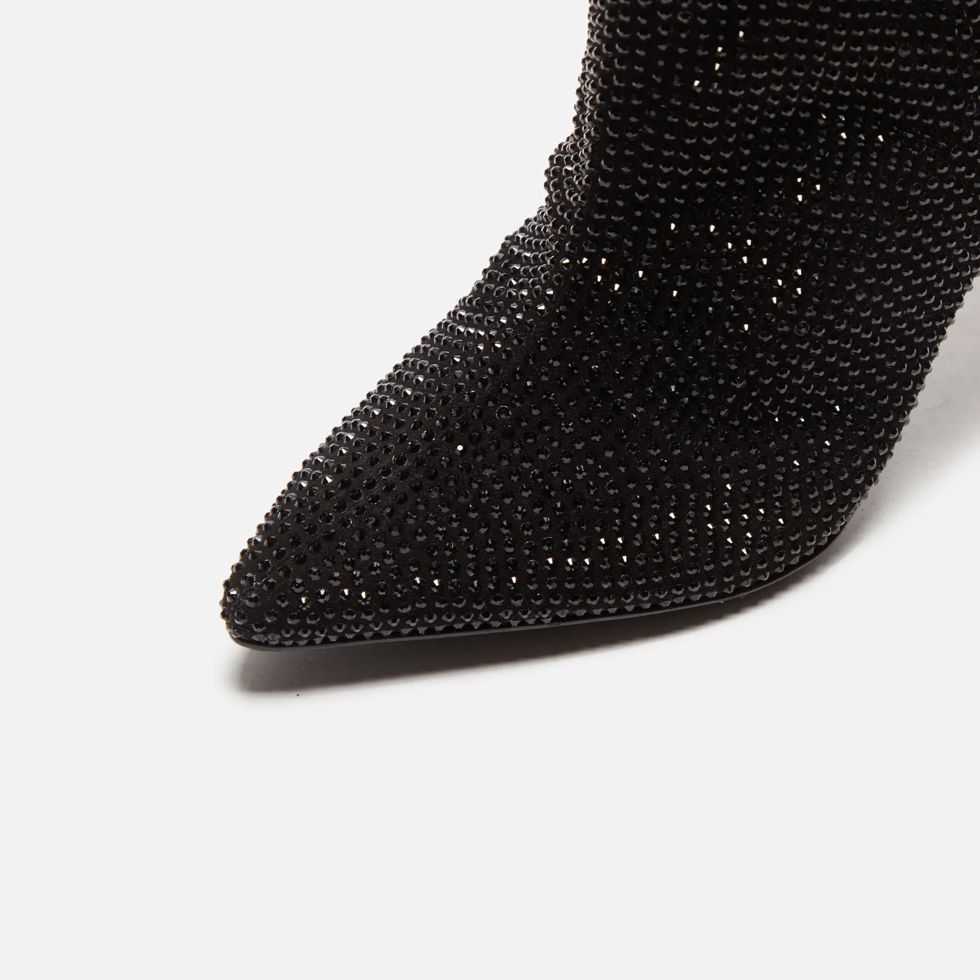 Black Suede Studio Geni Boot - Black Crystal Embellished Suede Stable Ankle Soldier