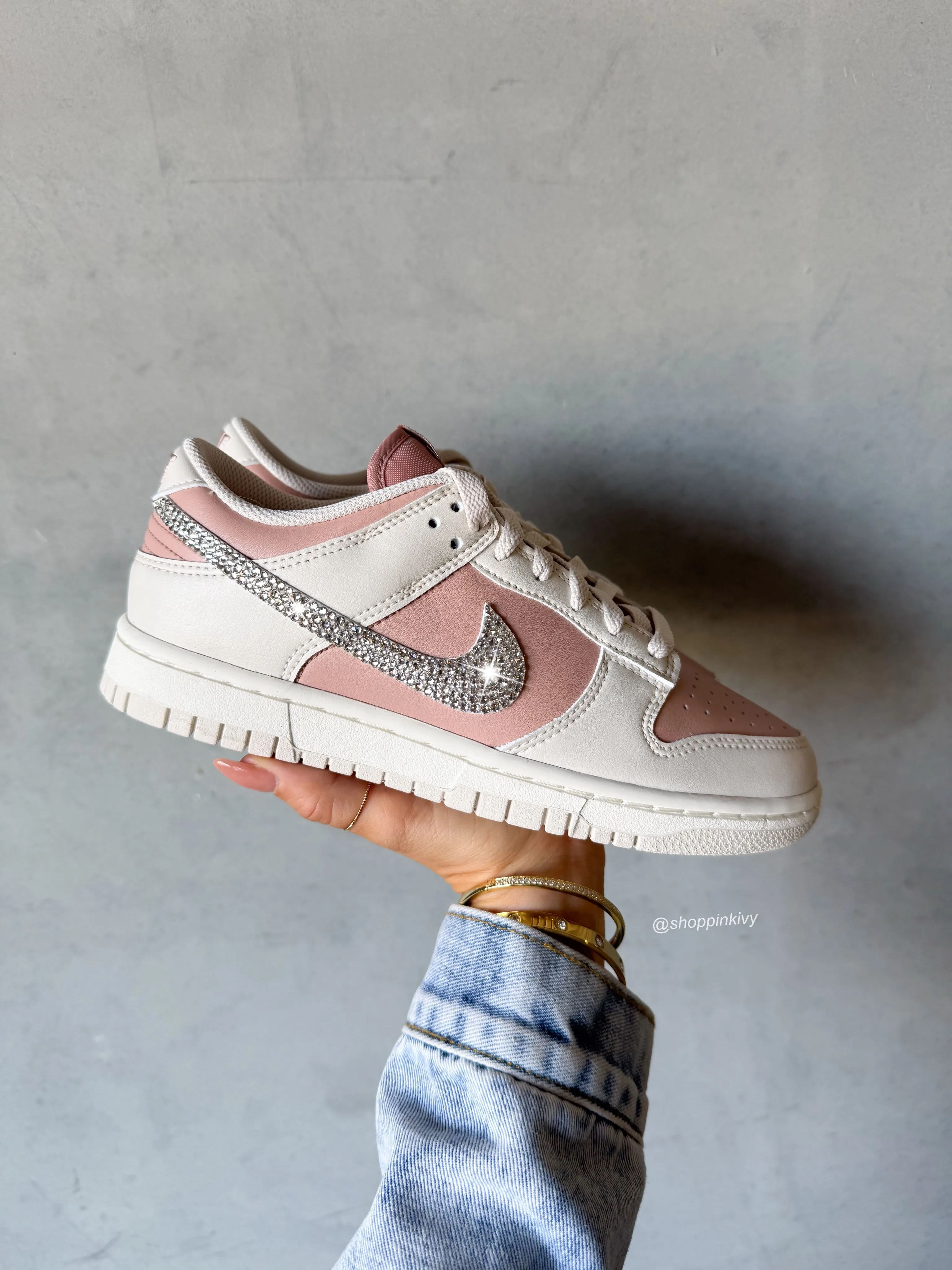 Mood Lift French Ease ?NEW INTRO PRICE?Neutral Blush Swarovski Womens Nike Dunk Shoes