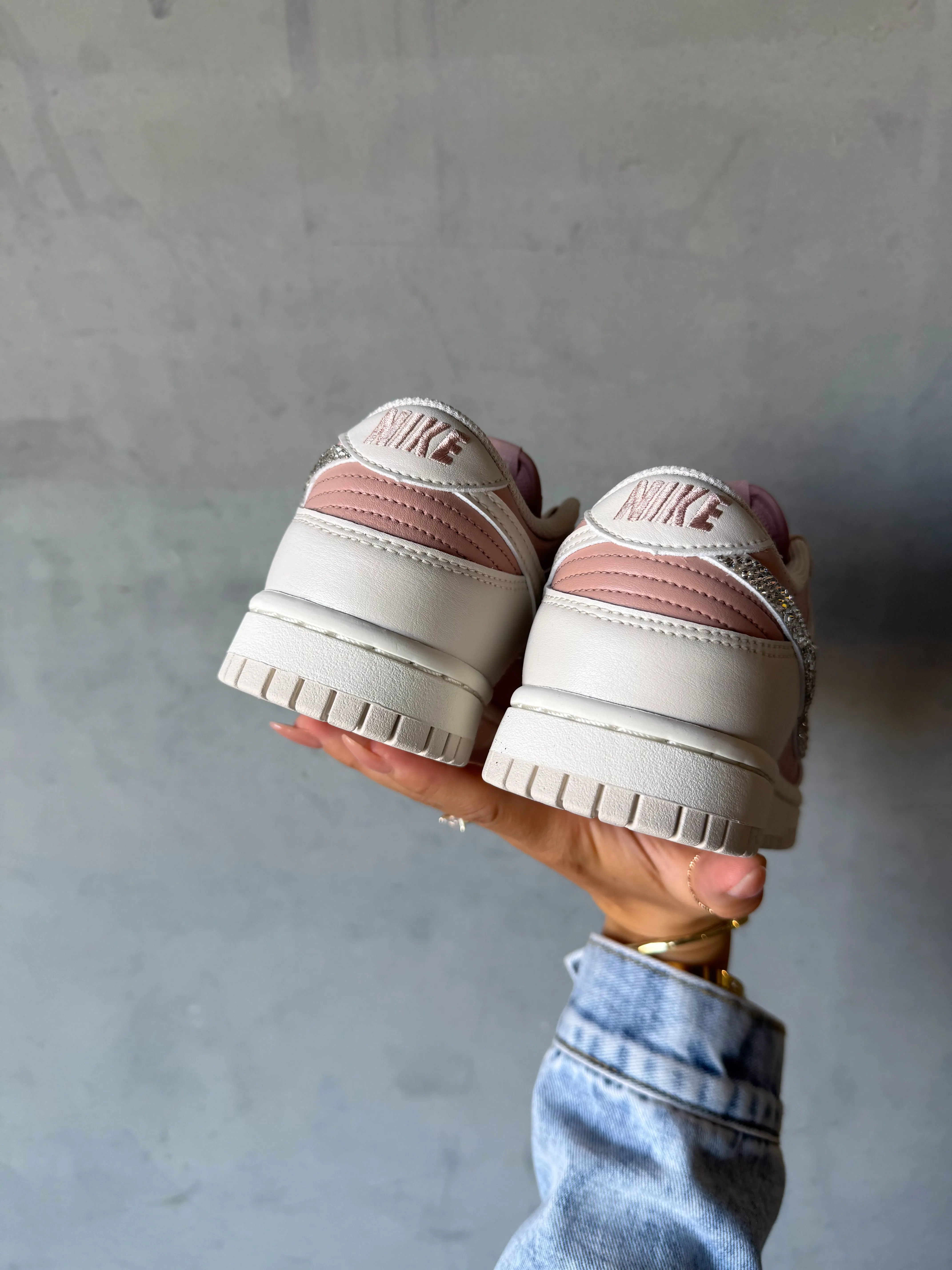 Cushioned Support Sleek Finish ?NEW INTRO PRICE?Neutral Blush Swarovski Womens Nike Dunk Shoes