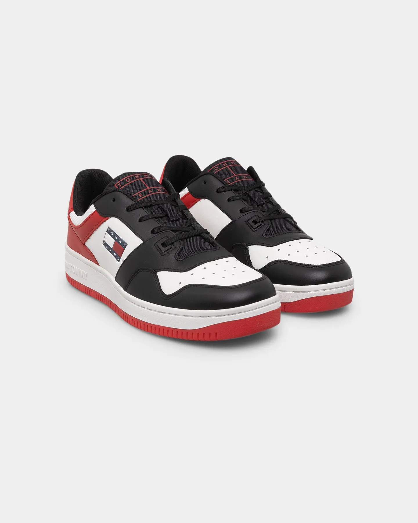 Virtual Step Tommy Jeans Basketball Leather Trainers Deep Crimson