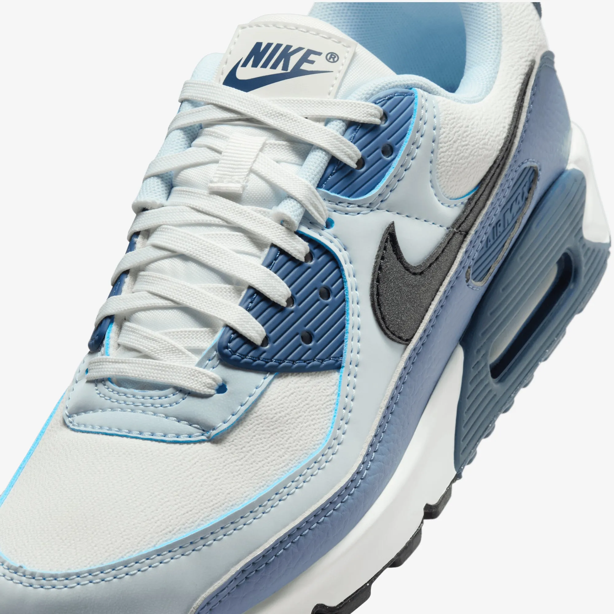 Nike | AIR MAX 90 { SUMMIT WHITE/BLACK-ASHEN SLATE-BLUE TINT SlipOn