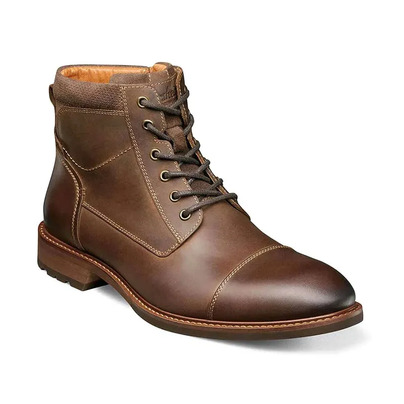 Road Trip Men's Lodge Cap Toe Lace Up Boot Brown