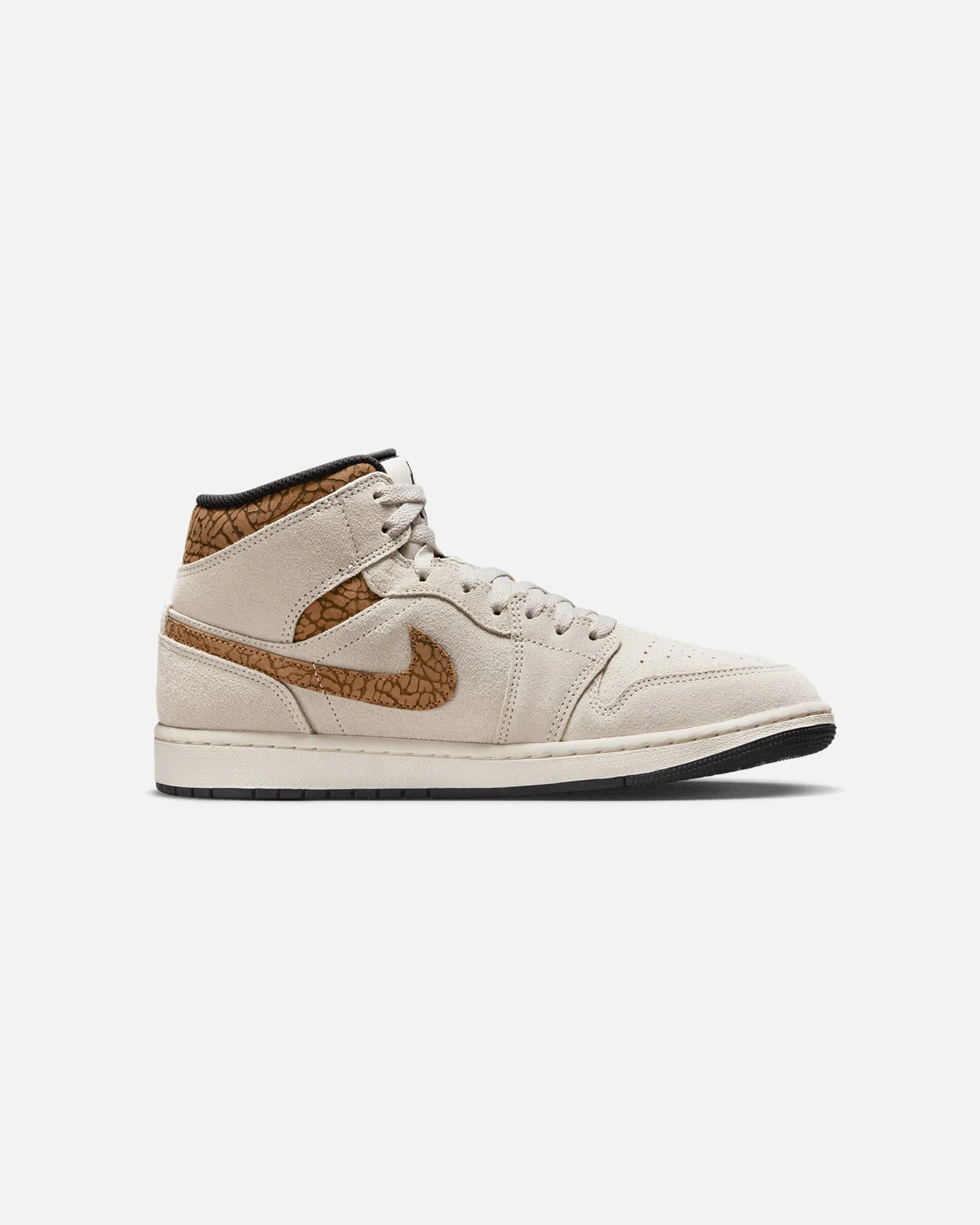 Short Trip Shock Resistant Jordan Air Jordan 1 Mid SE "Brown Elephant" Light Orewood Brown/White