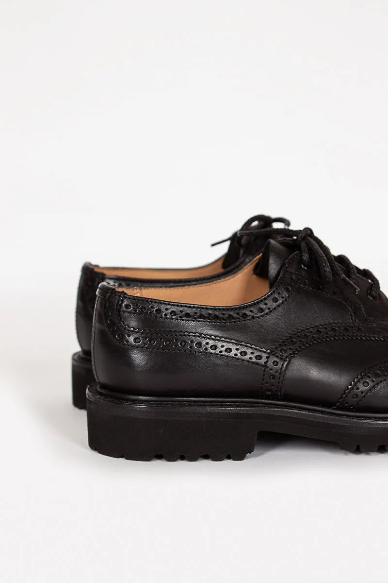 Anne Leather Brogue Black Canvas Cool