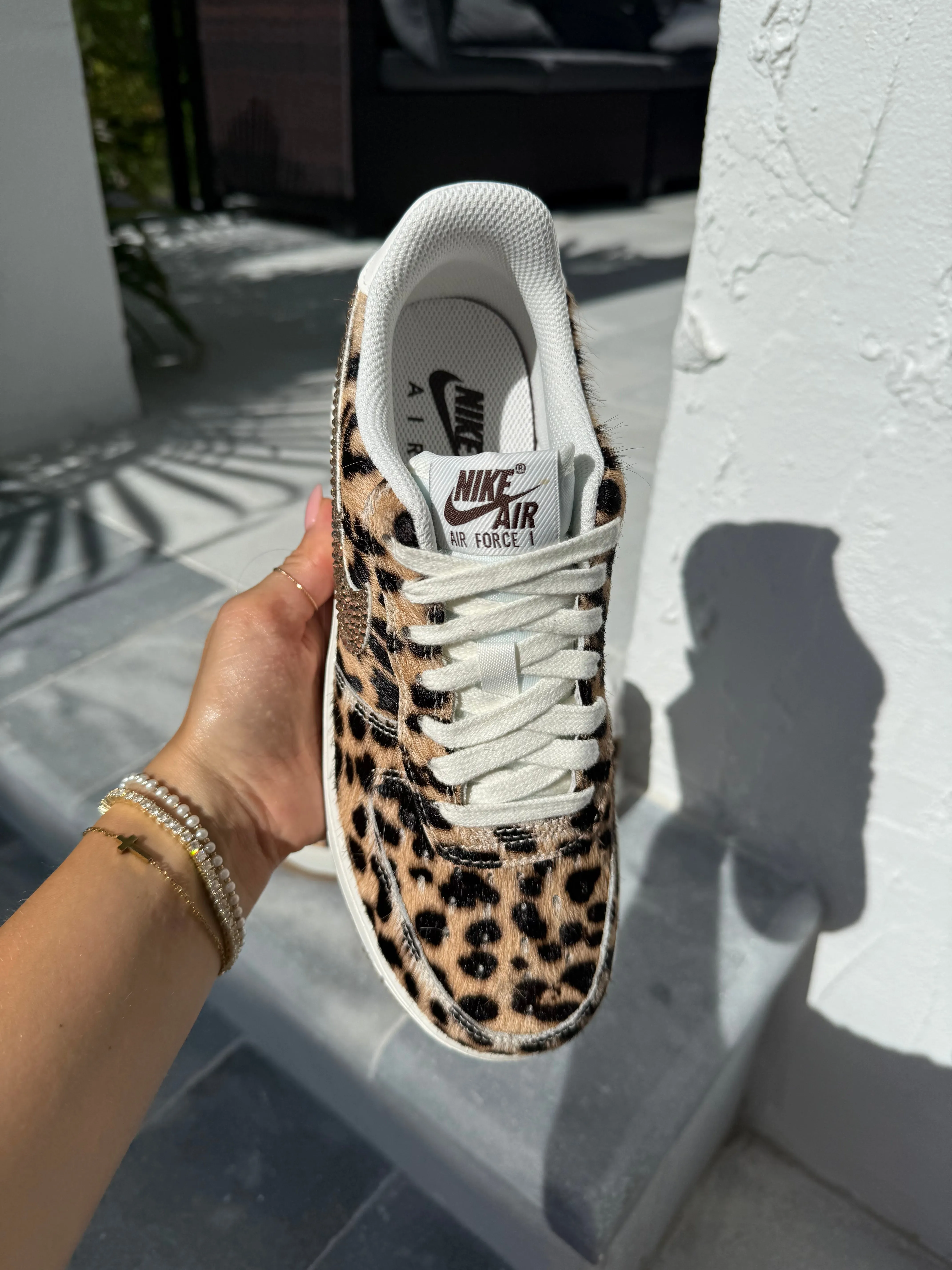 Special Edition Leopard Swarovski Womens Nike Air Force One Light Motion