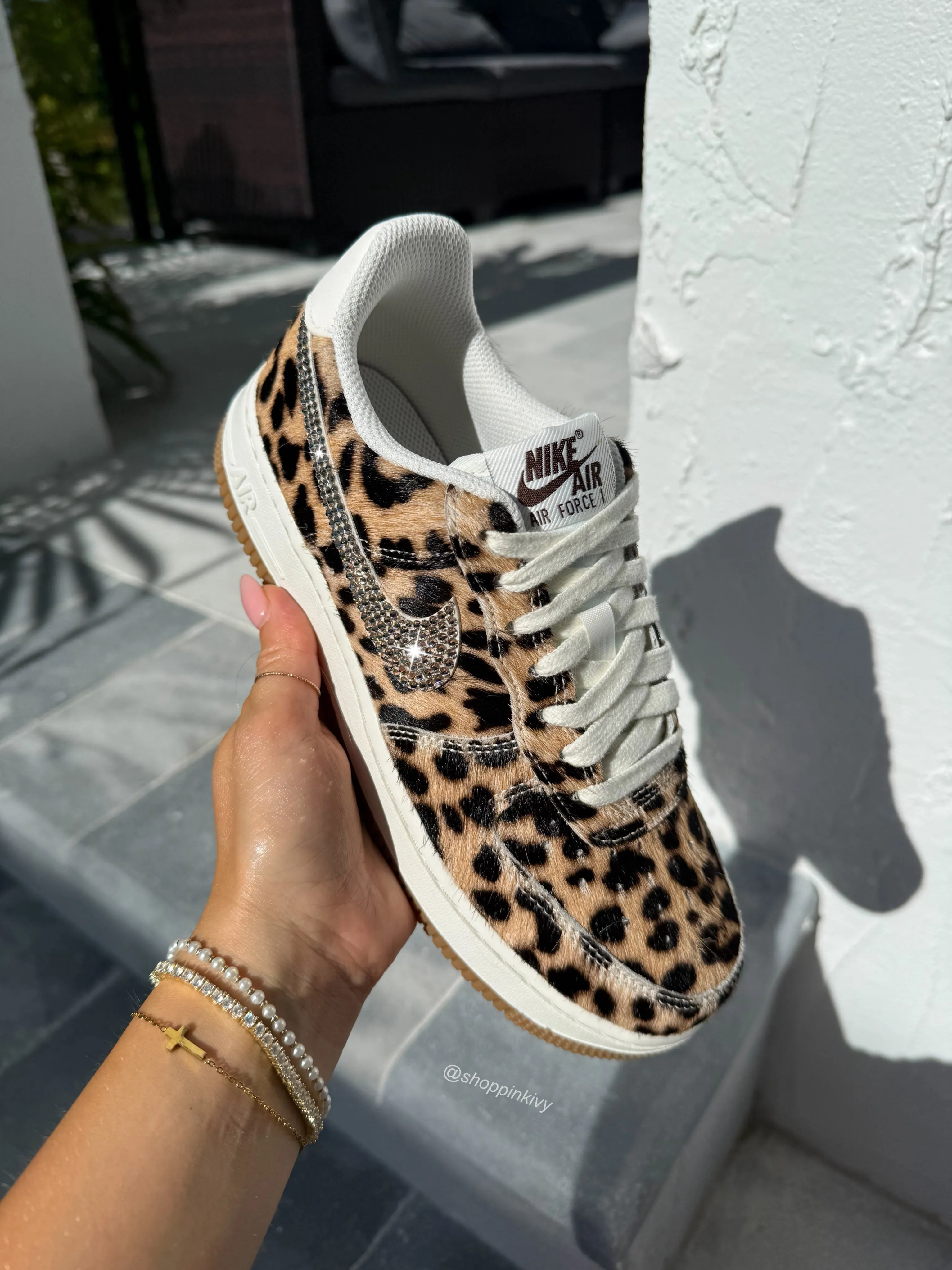 Simple Vibes Lead Hike Special Edition Leopard Swarovski Womens Nike Air Force One