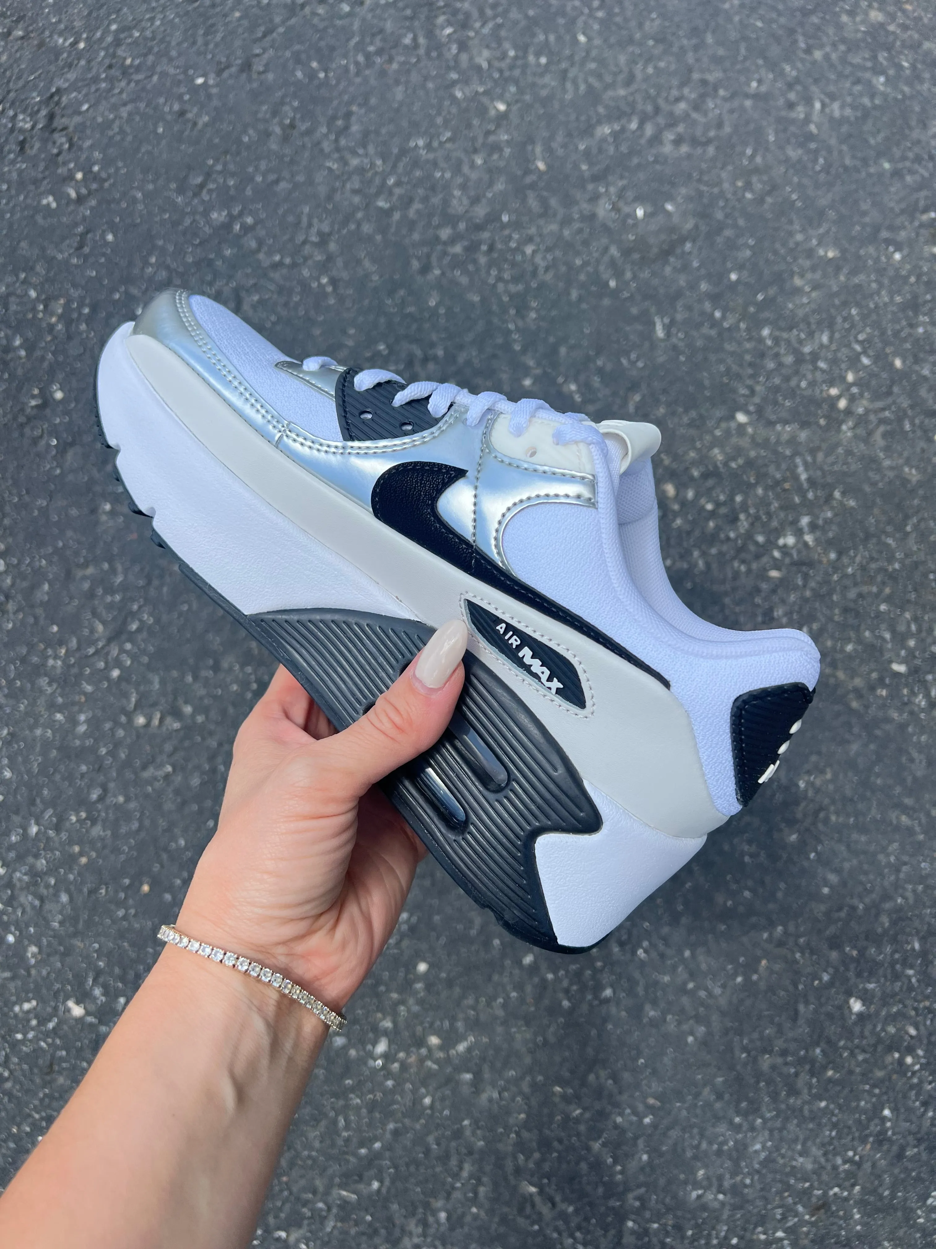 Metallic Swarovski Womens Nike Air Max 90 LV8 Slip On Design Fast Go