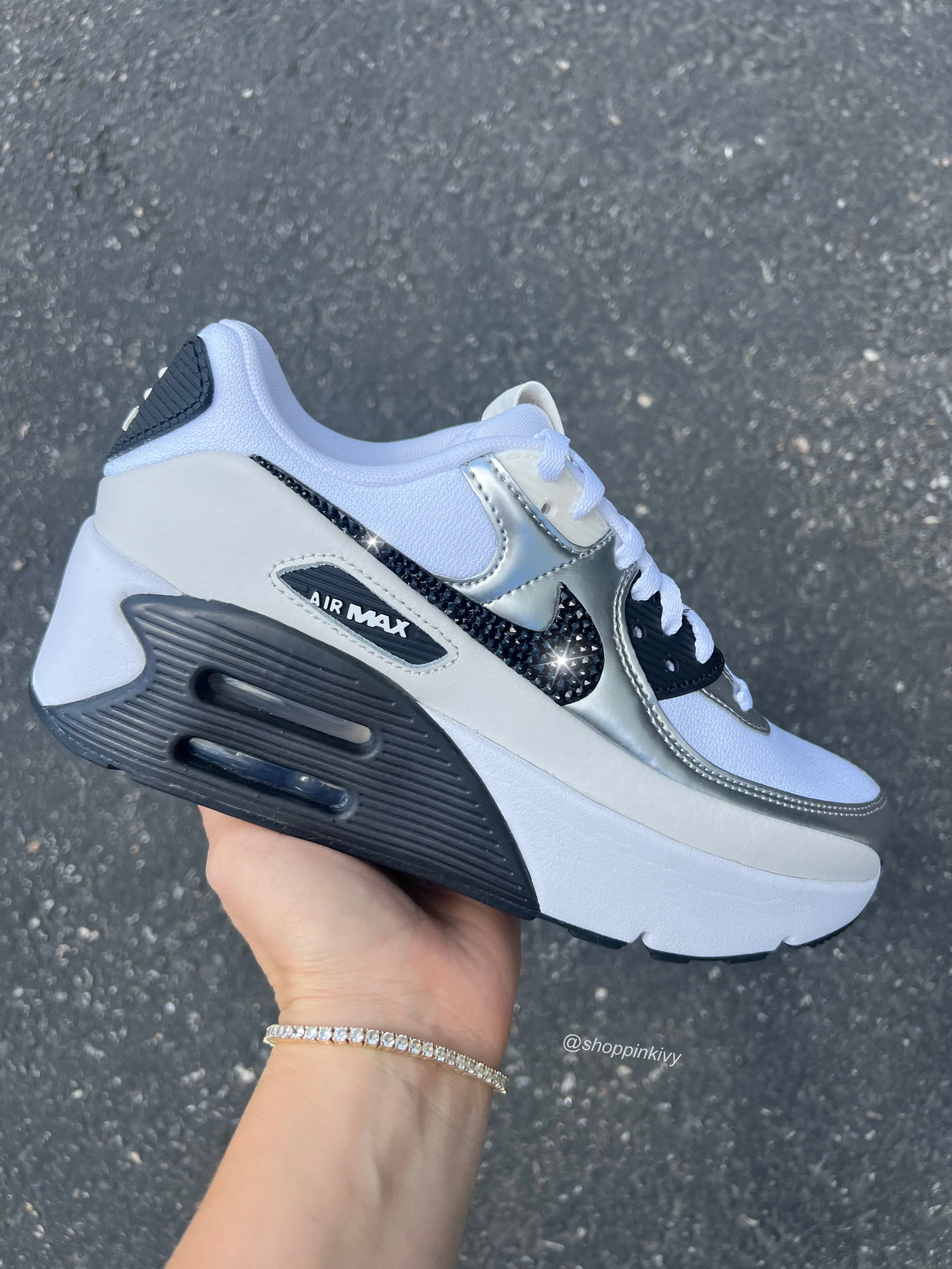 padded insole Taxi Ride Metallic Swarovski Womens Nike Air Max 90 LV8
