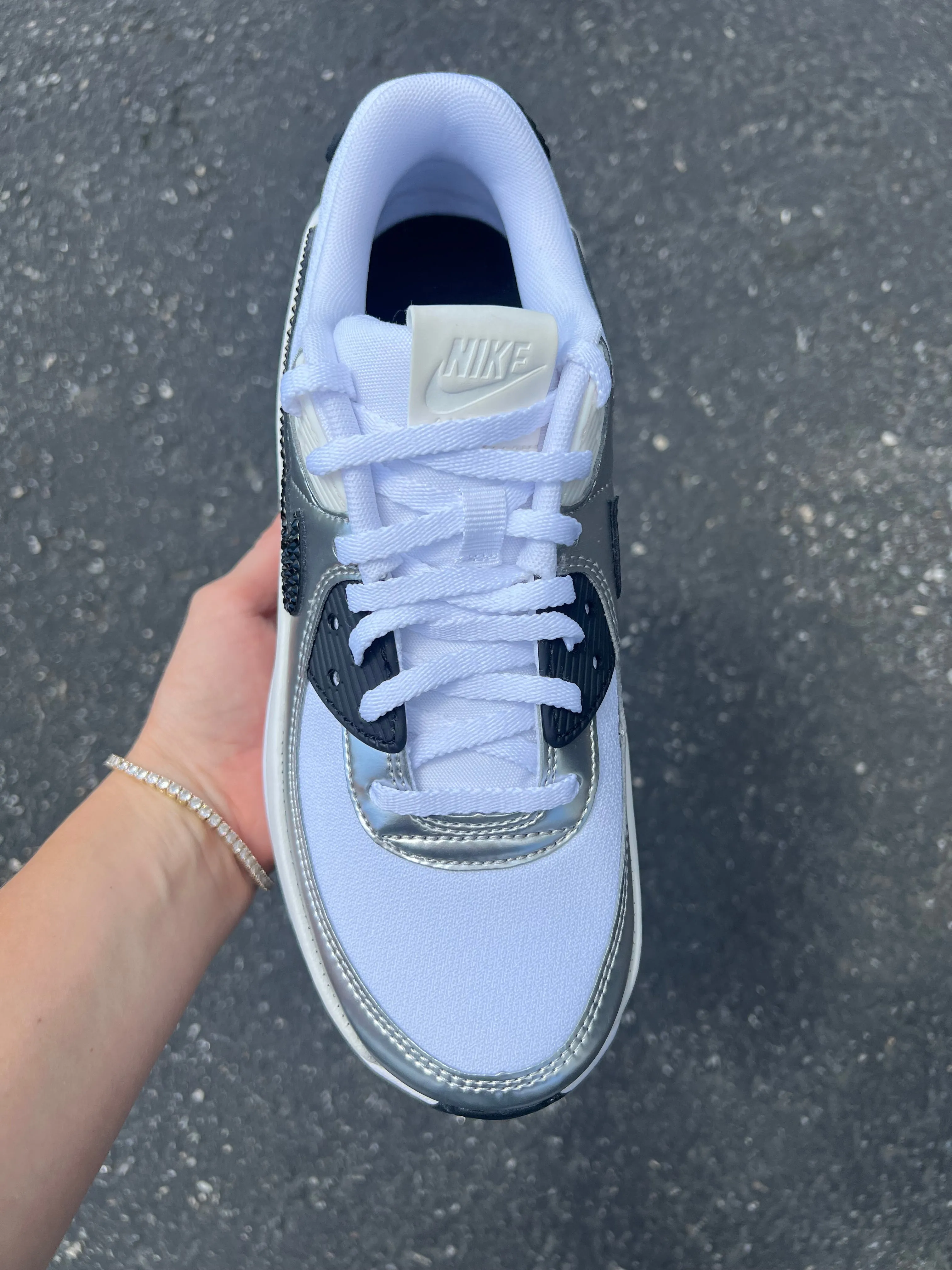 Metallic Swarovski Womens Nike Air Max 90 LV8 Universal Style Lasting Comfort