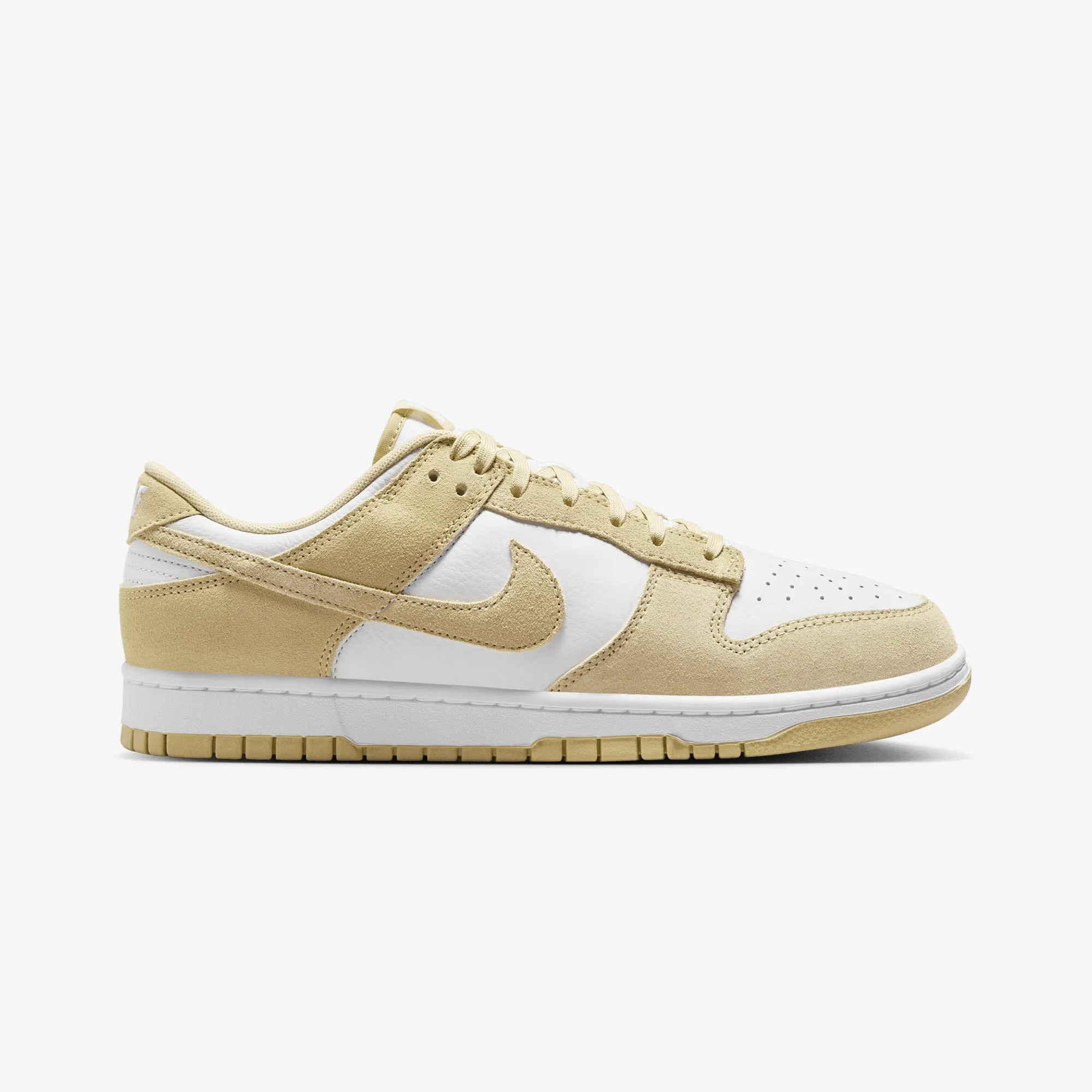 NIKE | DUNK LOW RETRO { WHITE/TM GOLD-WHITE Ventilated Midsole Textured Upper
