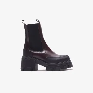 Quick   Dry Minimal Profile Ganni Cleated Heeled Mid Chelsea Boot - Burgundy