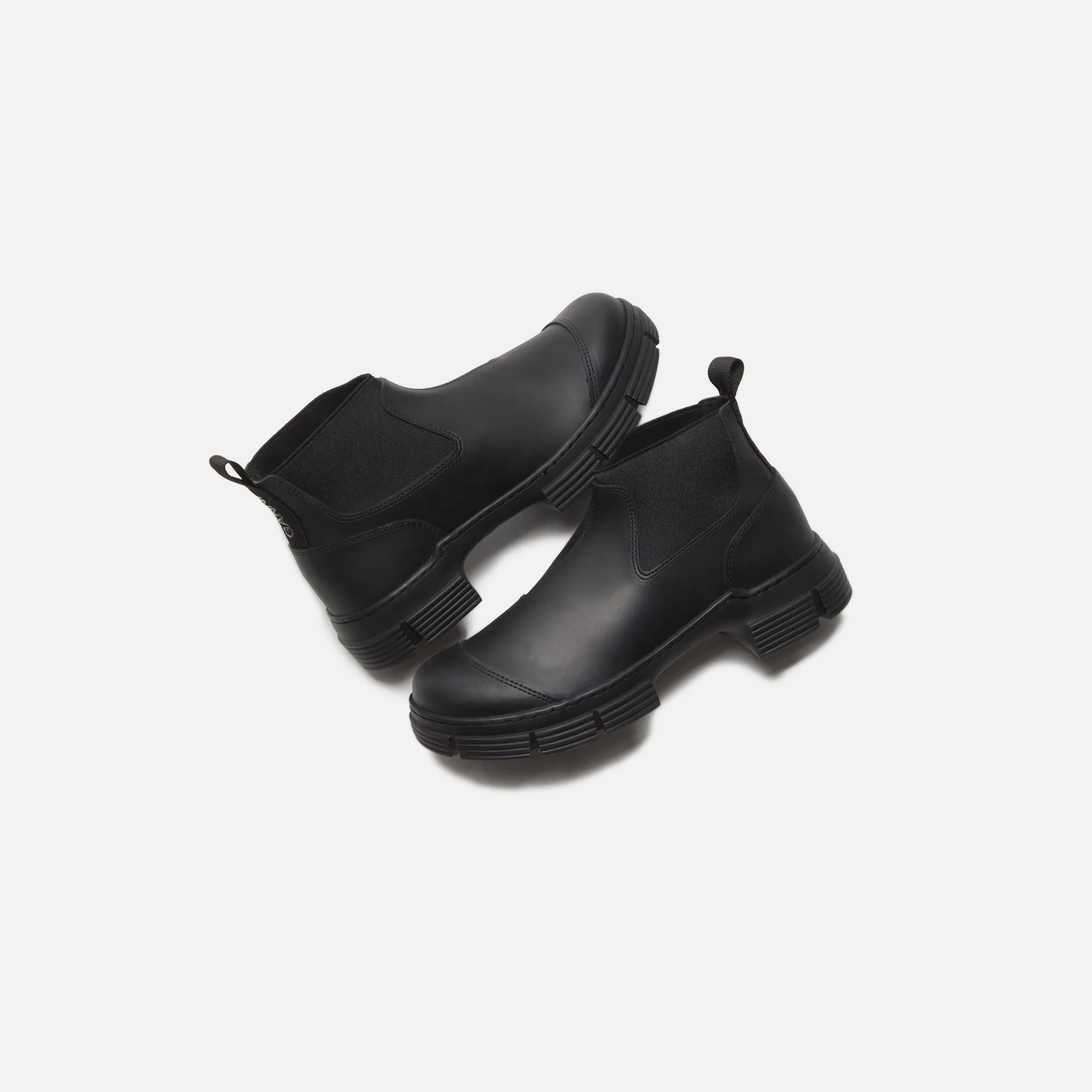 Matte Tone Ganni Recycled Rubber Crop City Boot - Black