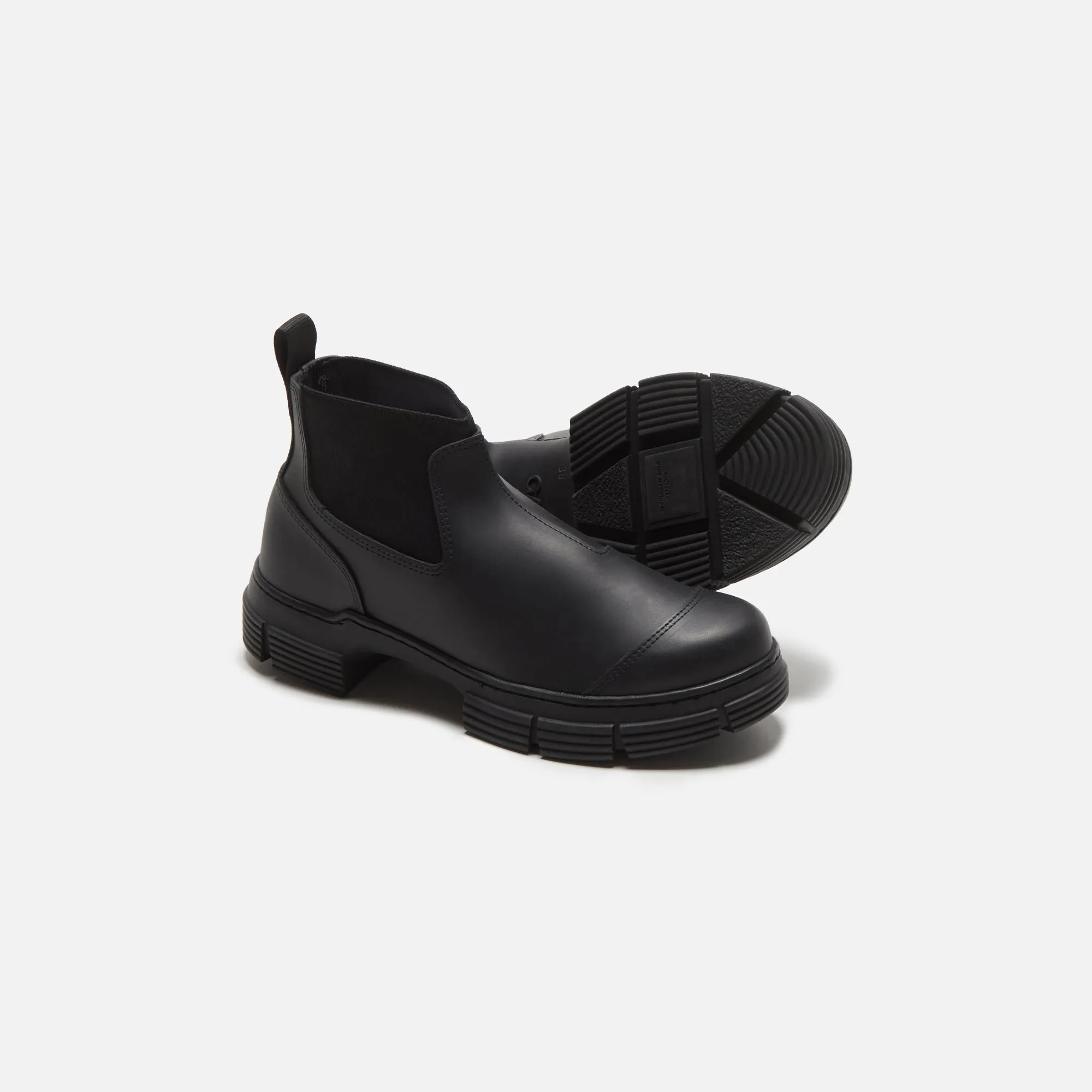 Ganni Recycled Rubber Crop City Boot - Black Feather Light River Crossing