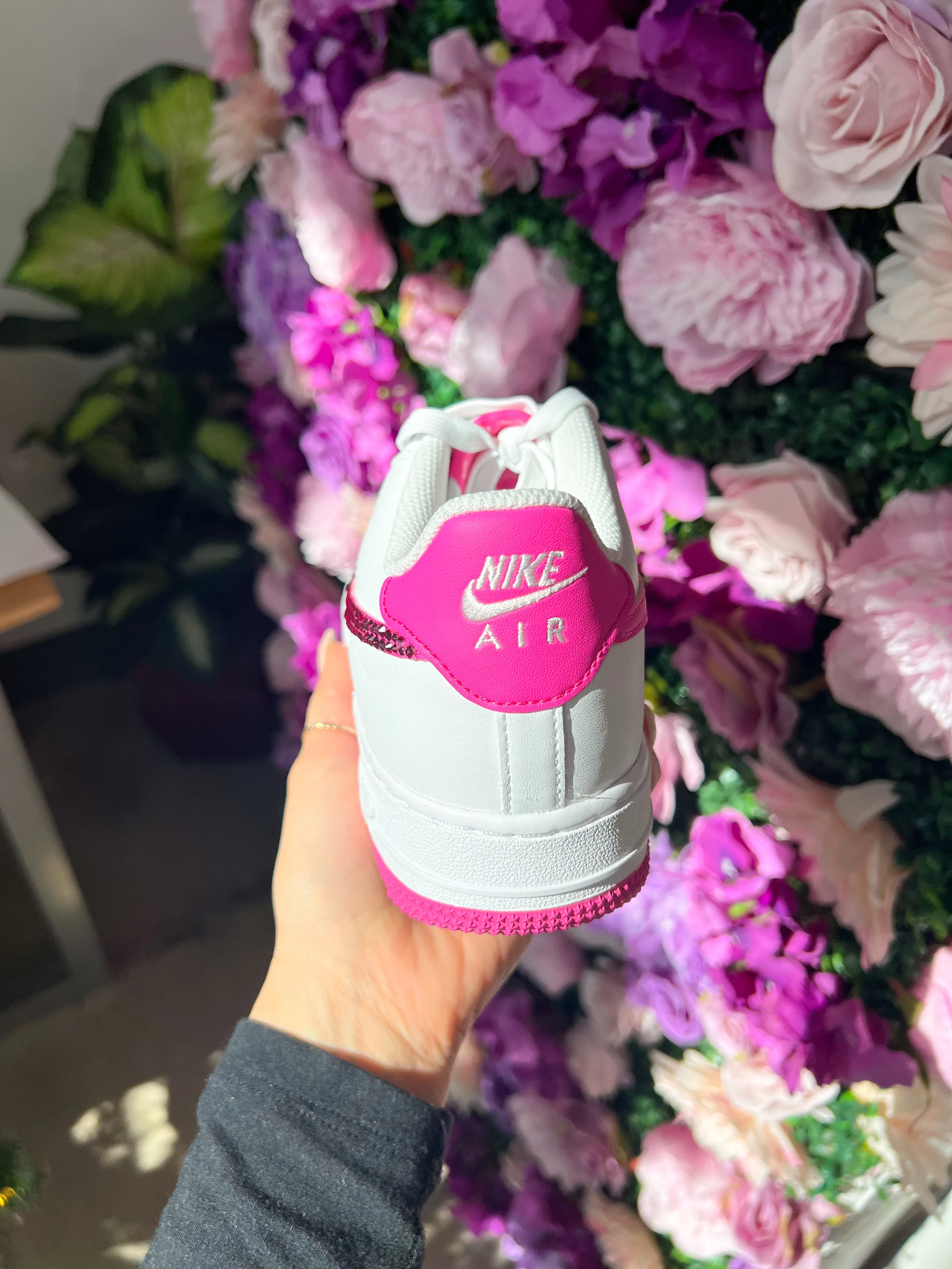 Strike Step Hot Pink Swarovski Women??s Air Force 1 Low Shoes