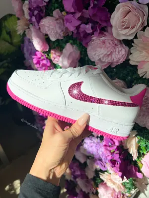 Hot Pink Swarovski Women??s Air Force 1 Low Shoes Dry Touch