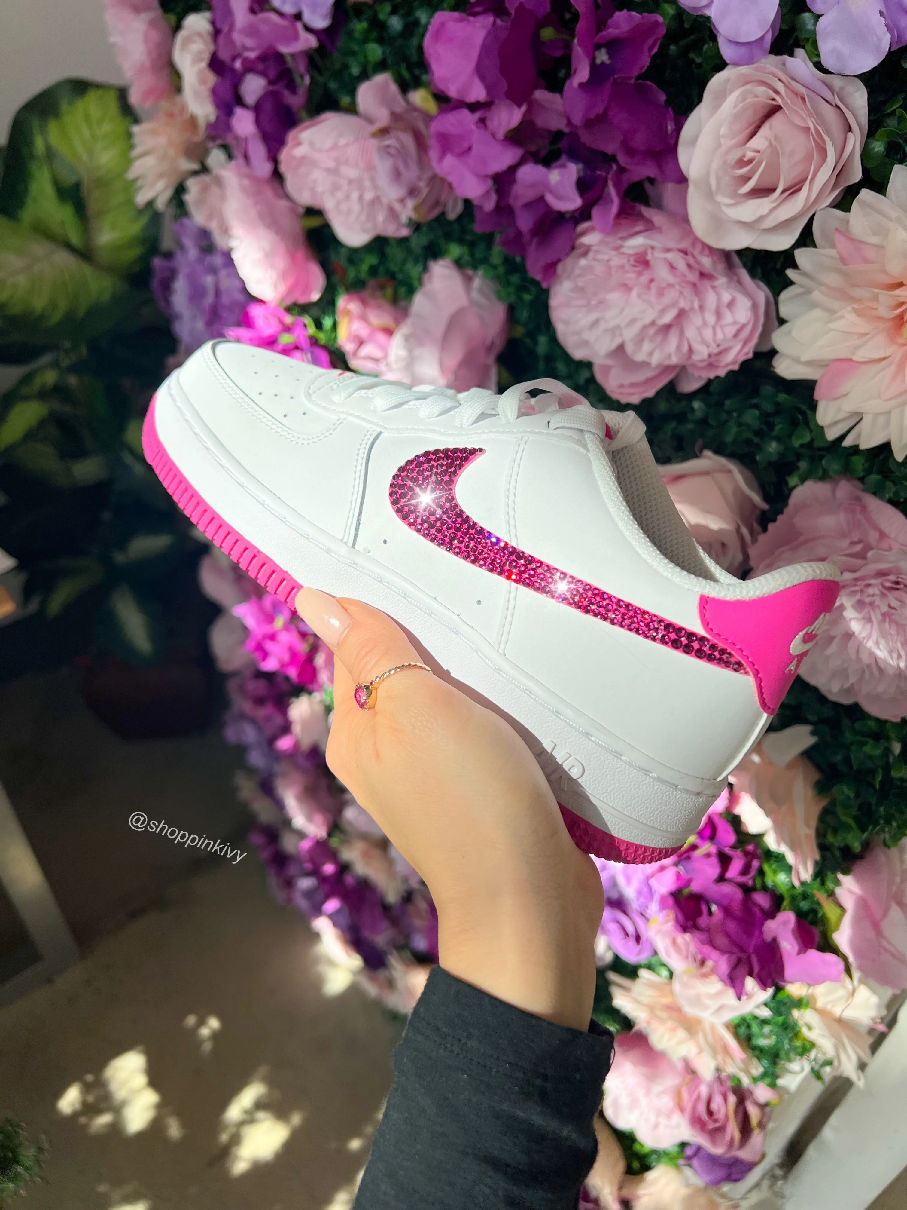 Hot Pink Swarovski Women??s Air Force 1 Low Shoes Functional Form Block Jog