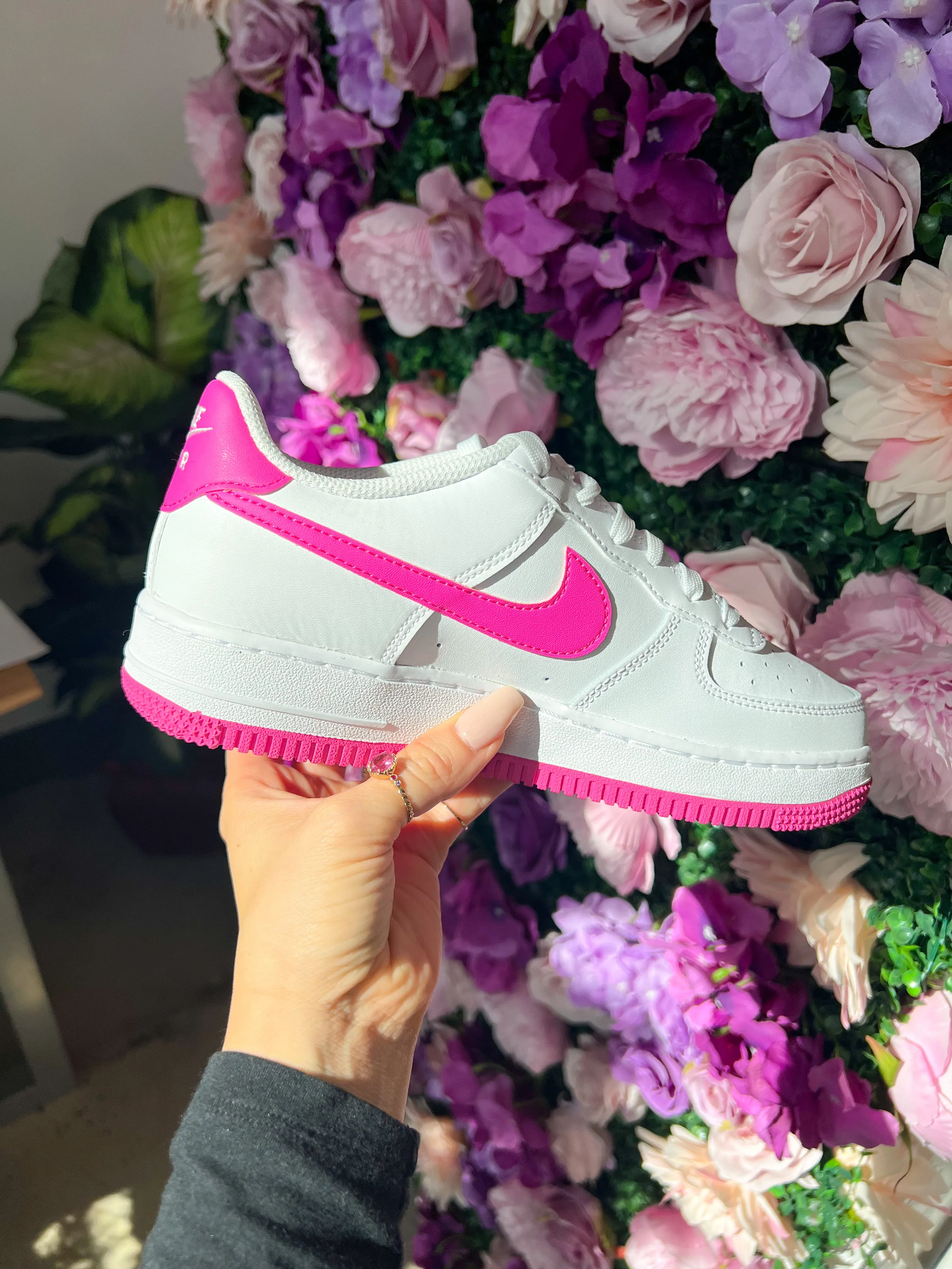 Mixed Texture Everyday Pair Hot Pink Swarovski Women??s Air Force 1 Low Shoes