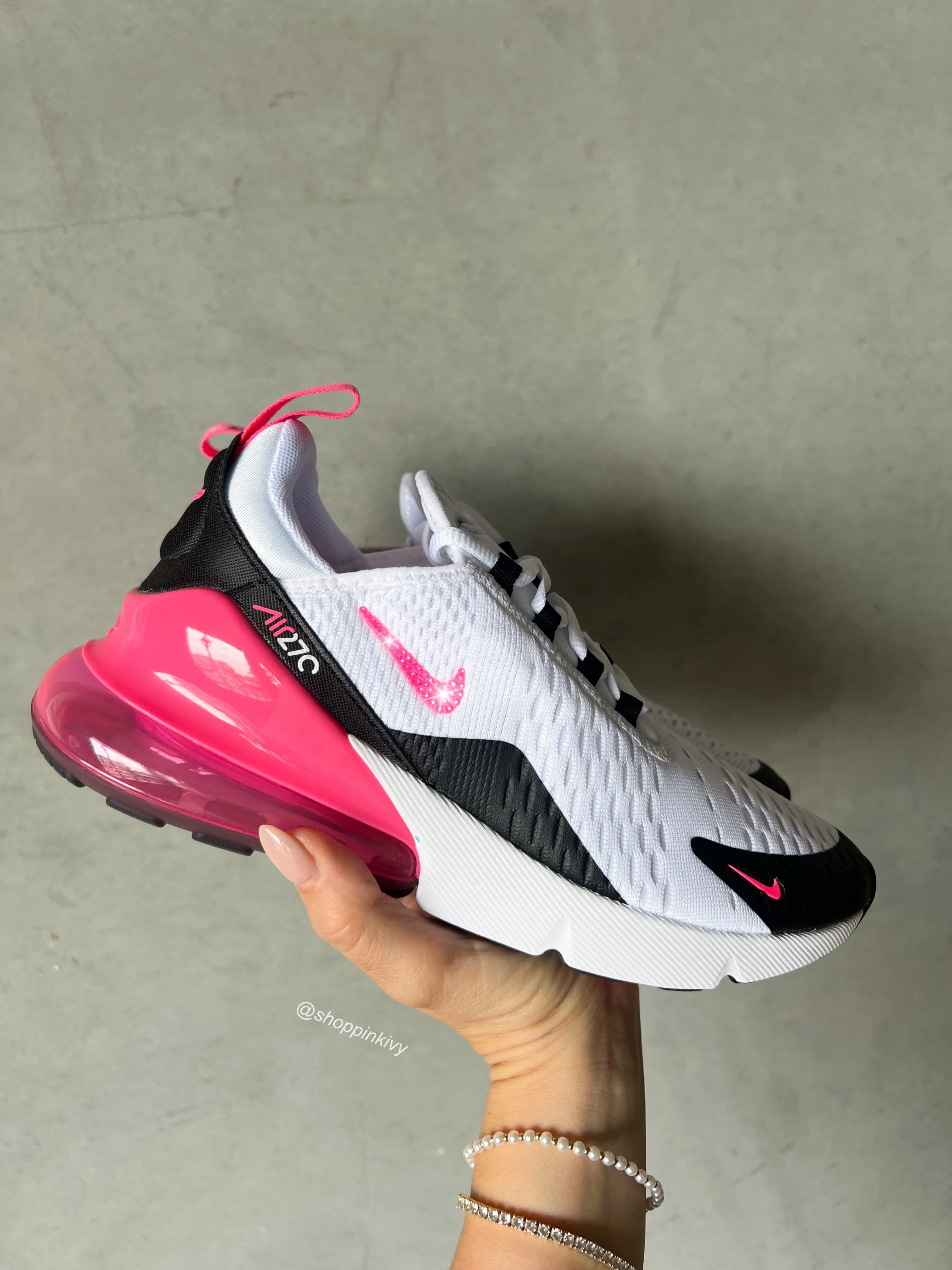 Hot Pink Swarovski Women's Nike Shoes Air Max 270 Step Safe Step Fit