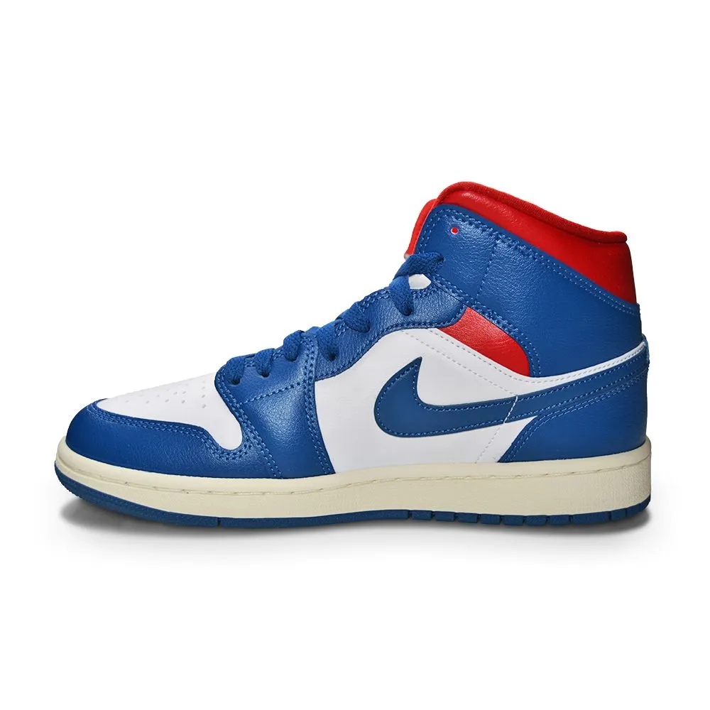 Womens Nike Air Jordan 1 Mid - BQ6472 146 - White French Blue Gym Red Sail Thermo Regulating Liner