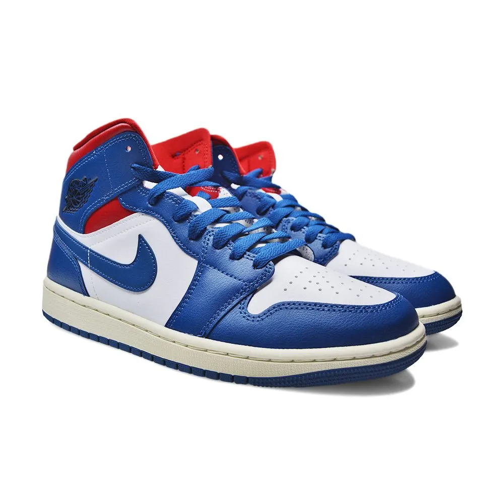 Womens Nike Air Jordan 1 Mid - BQ6472 146 - White French Blue Gym Red Sail Comfort Straps Mid   Top