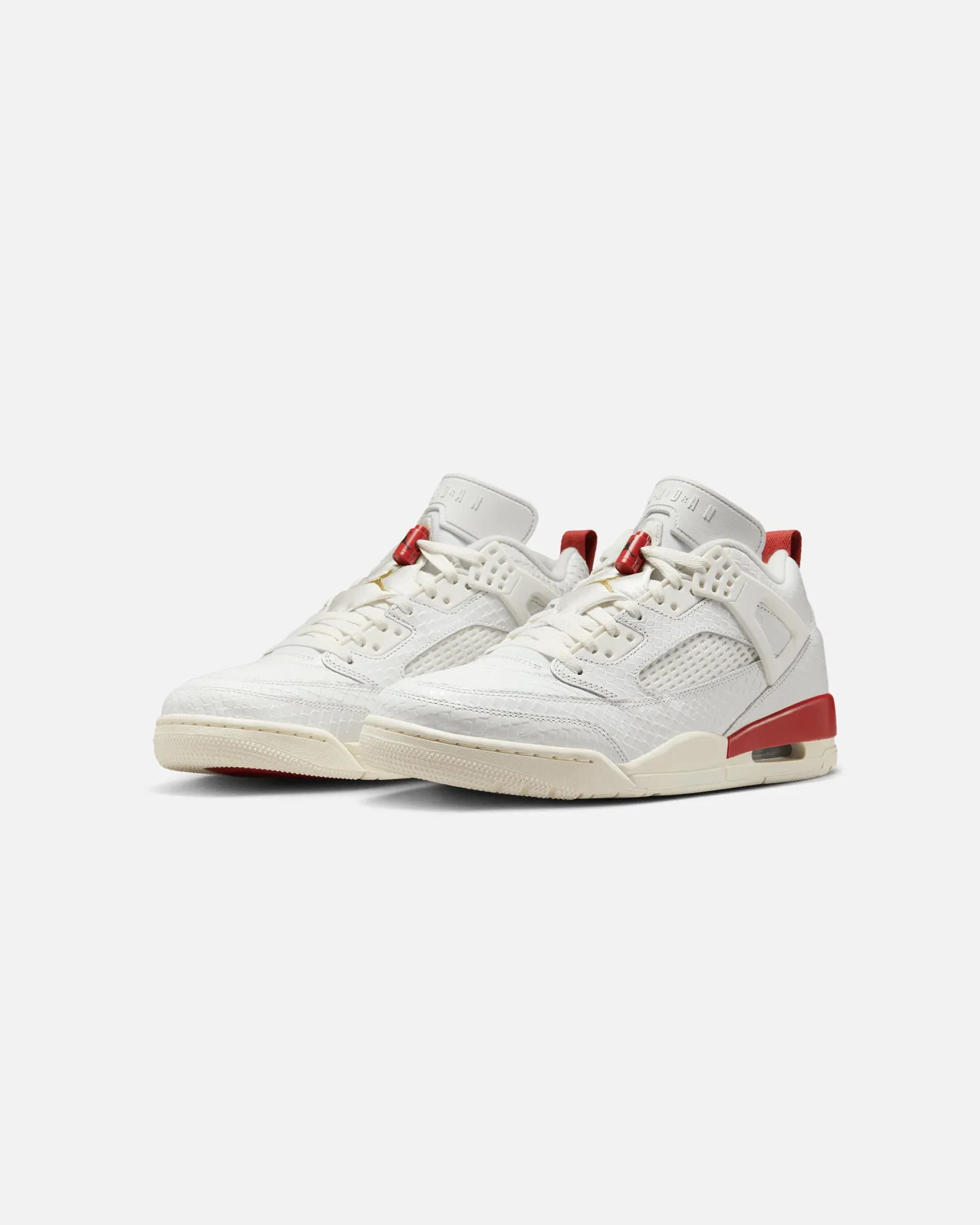 Reinforced Stitch Bonding Impact Dispersing Structure Jordan Spizike Low "El Vuelo" Summit White/Metallic Gold-Dragon Red