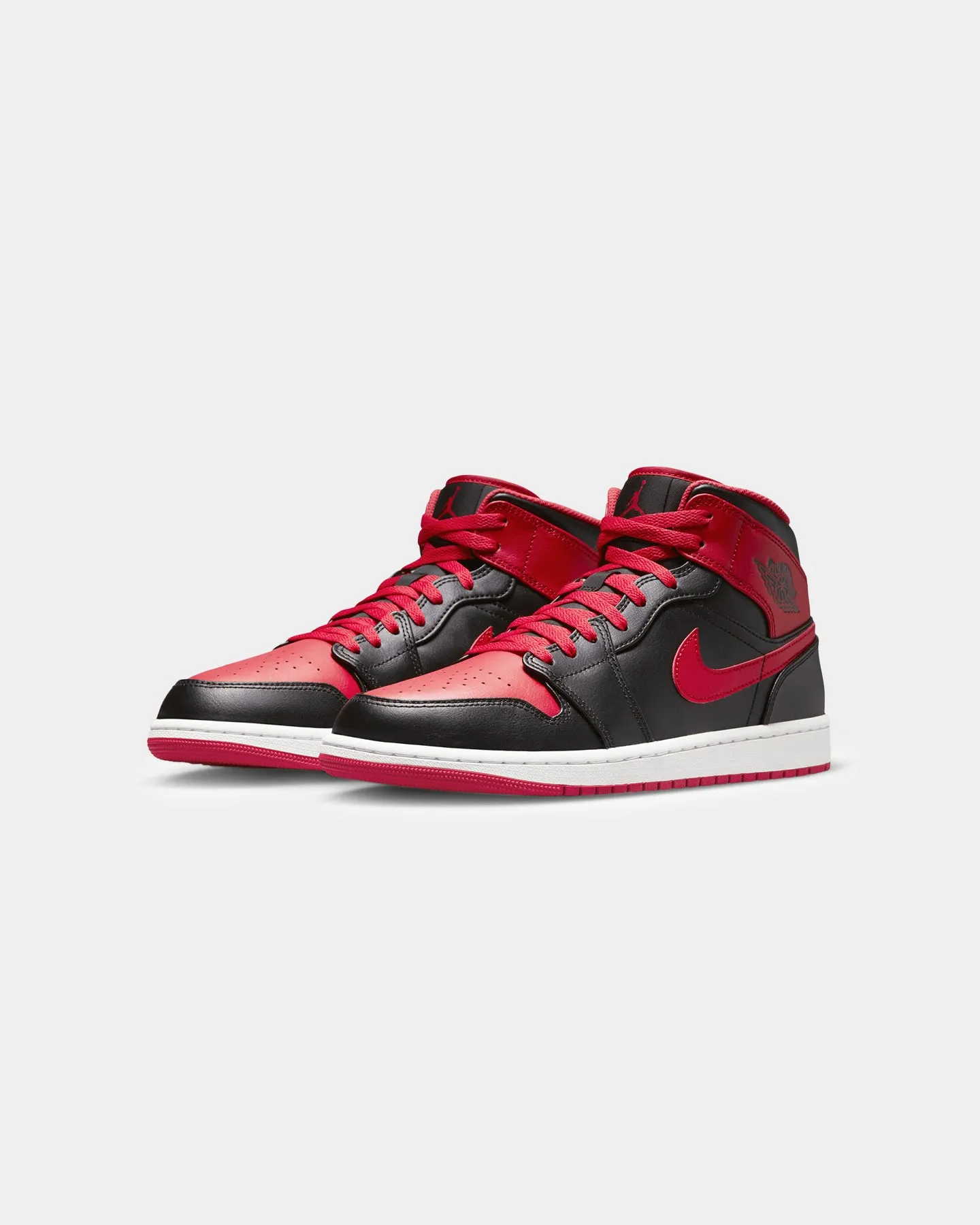 Jordan Air Jordan 1 Mid "Alternate Bred" Black/Fire Red Arch Support Urban Walkers Durable Build