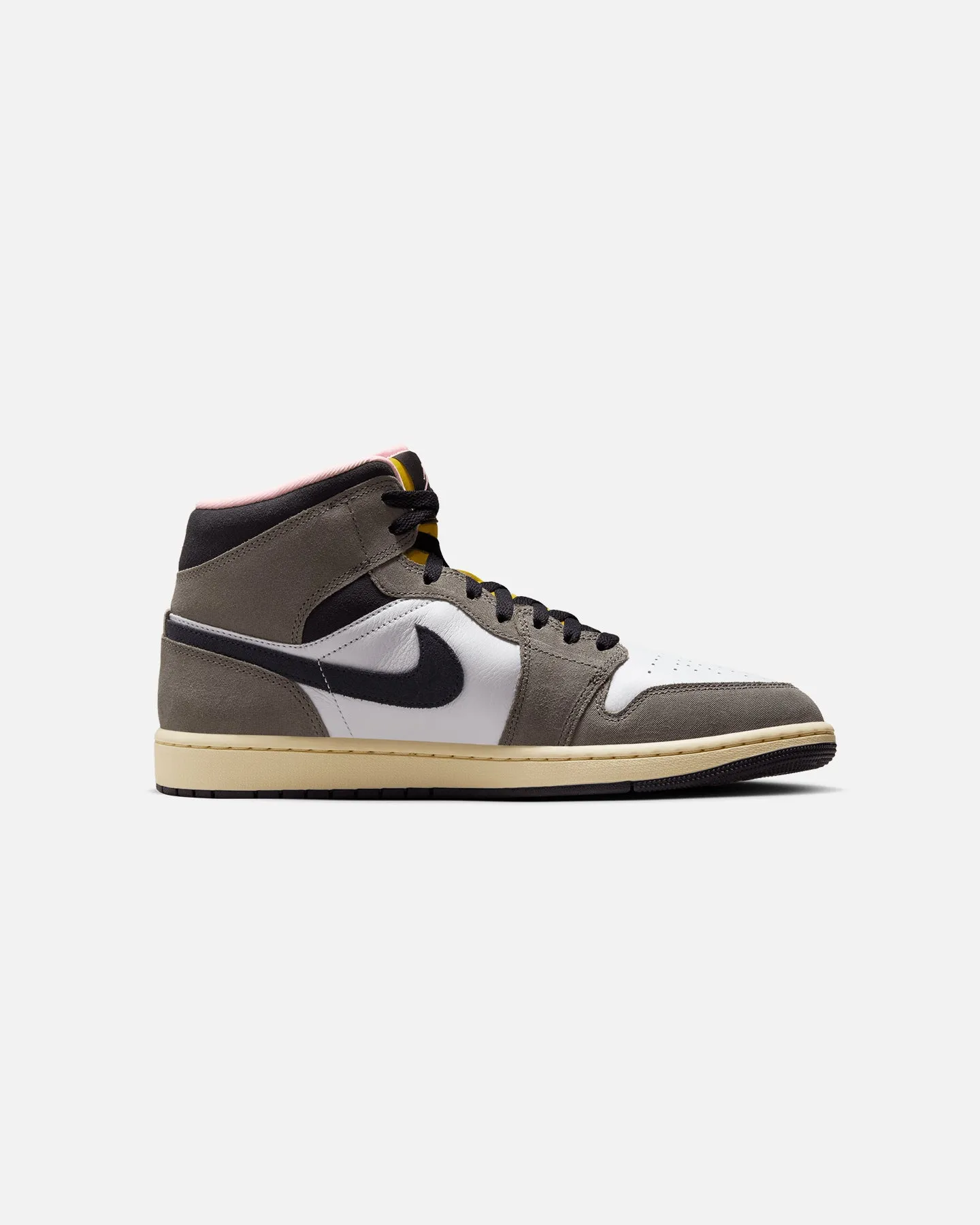 Jordan Air Jordan 1 Mid SE "Cave Stone" White/Grey Contoured Heel Cup Everyday Casual