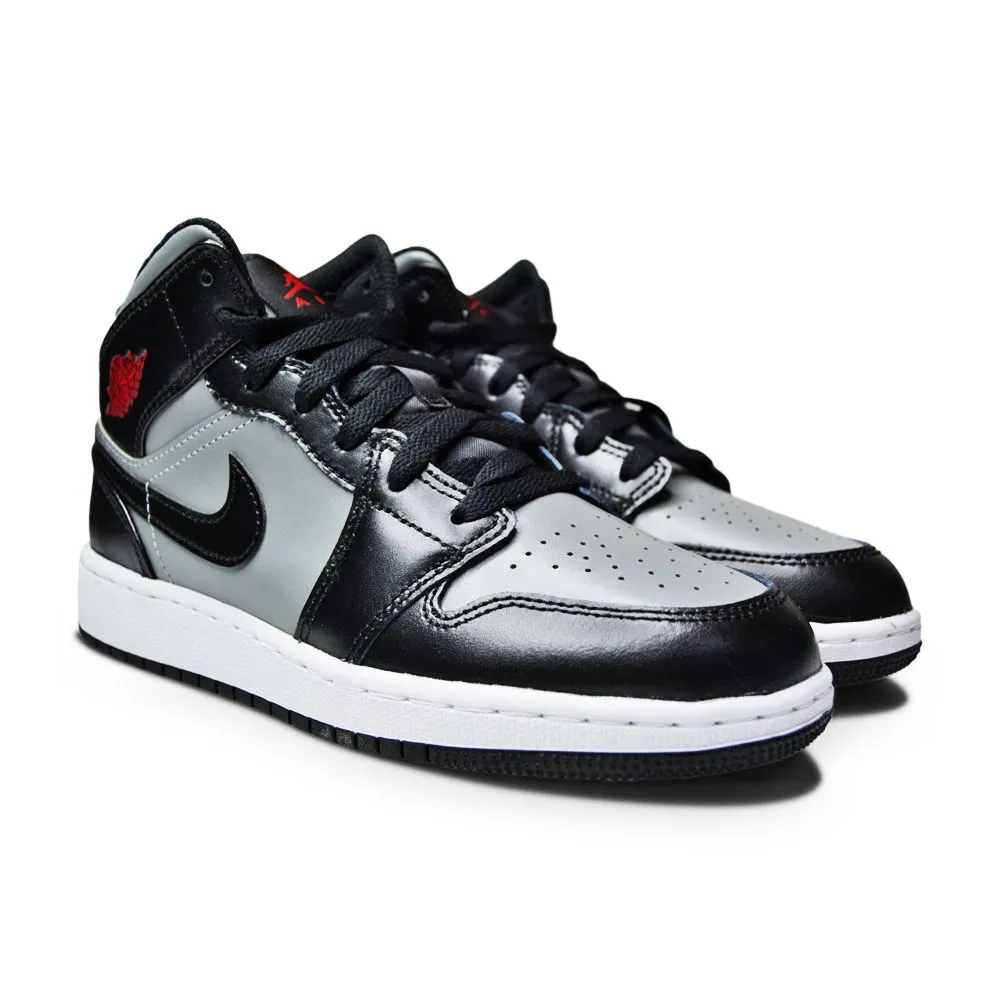 Supportive Jump Comfort Cushion Juniors Nike Air Jordan 1 Mid - 554725 096 - Black Gym Red Particle Grey