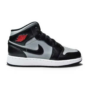 RubberSole Juniors Nike Air Jordan 1 Mid - 554725 096 - Black Gym Red Particle Grey