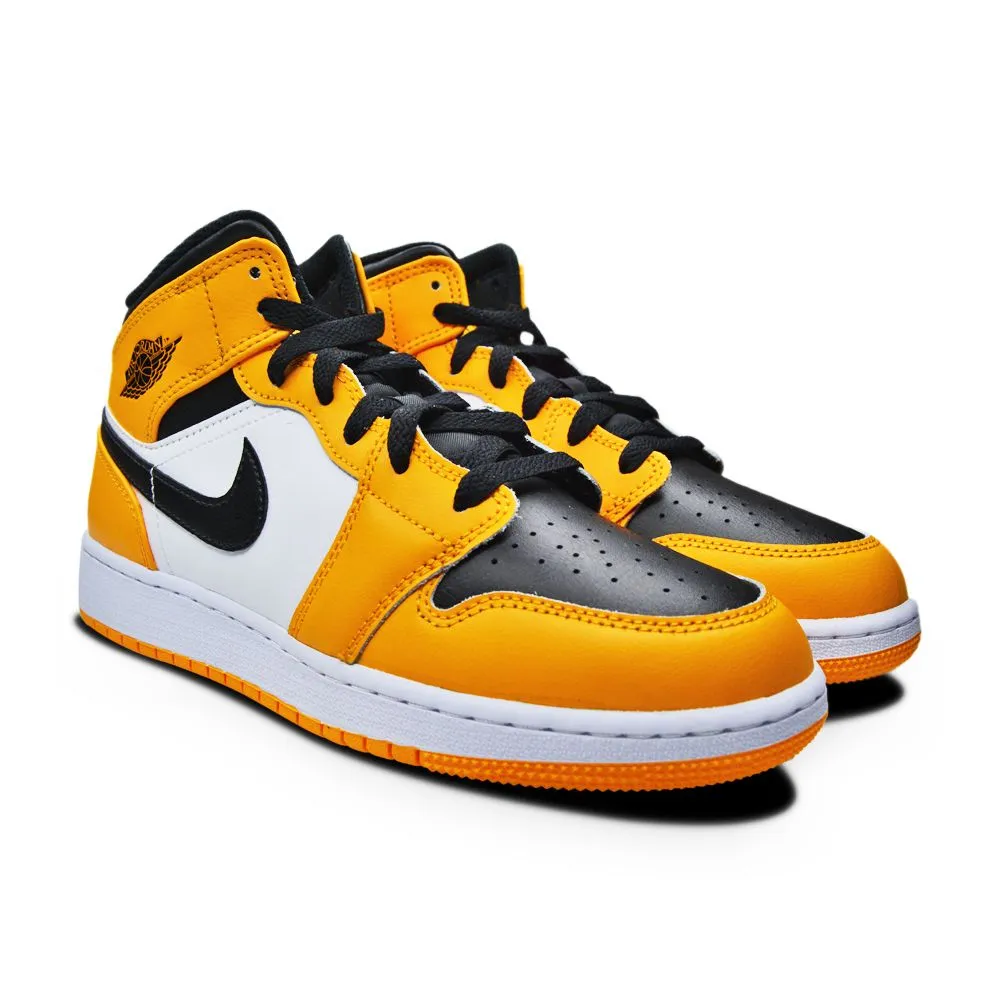 Juniors Nike Air Jordan 1 Mid - 554725 701 - Taxi Black White Energy Return Foam Pronation Control Technology