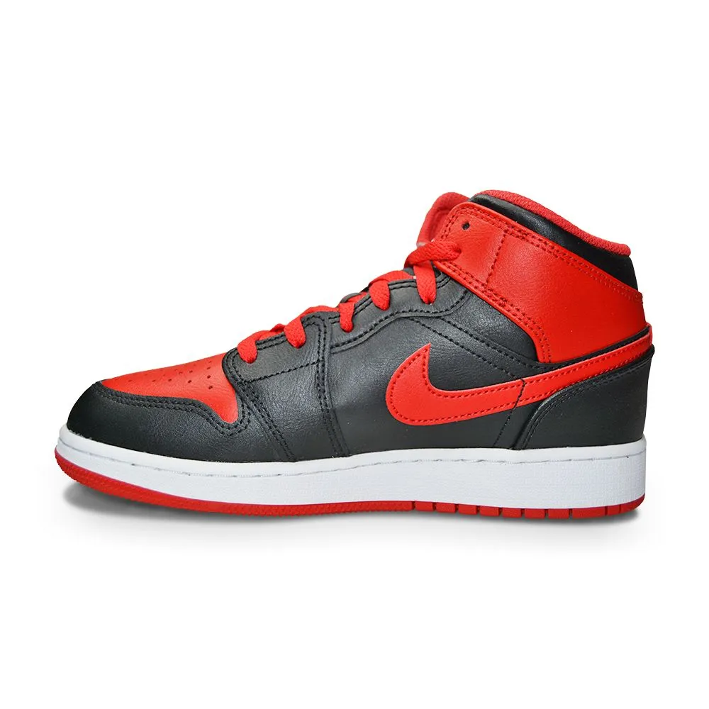 Quick Flex Performance Juniors Nike Air Jordan 1 Mid 'Alternate Bred' (GS) DQ8423 060 Black Fire Red