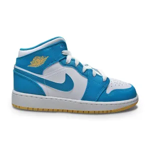 Juniors Nike Air Jordan 1 Mid (GS) - DQ8423 400 - Aquatone Celestial Gold White Responsive foam