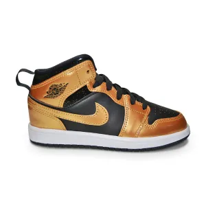 Juniors Nike Air Jordan 1 Mid SE - DR6967 071 - Black Metallic Gold White Speed Move SlipResistant