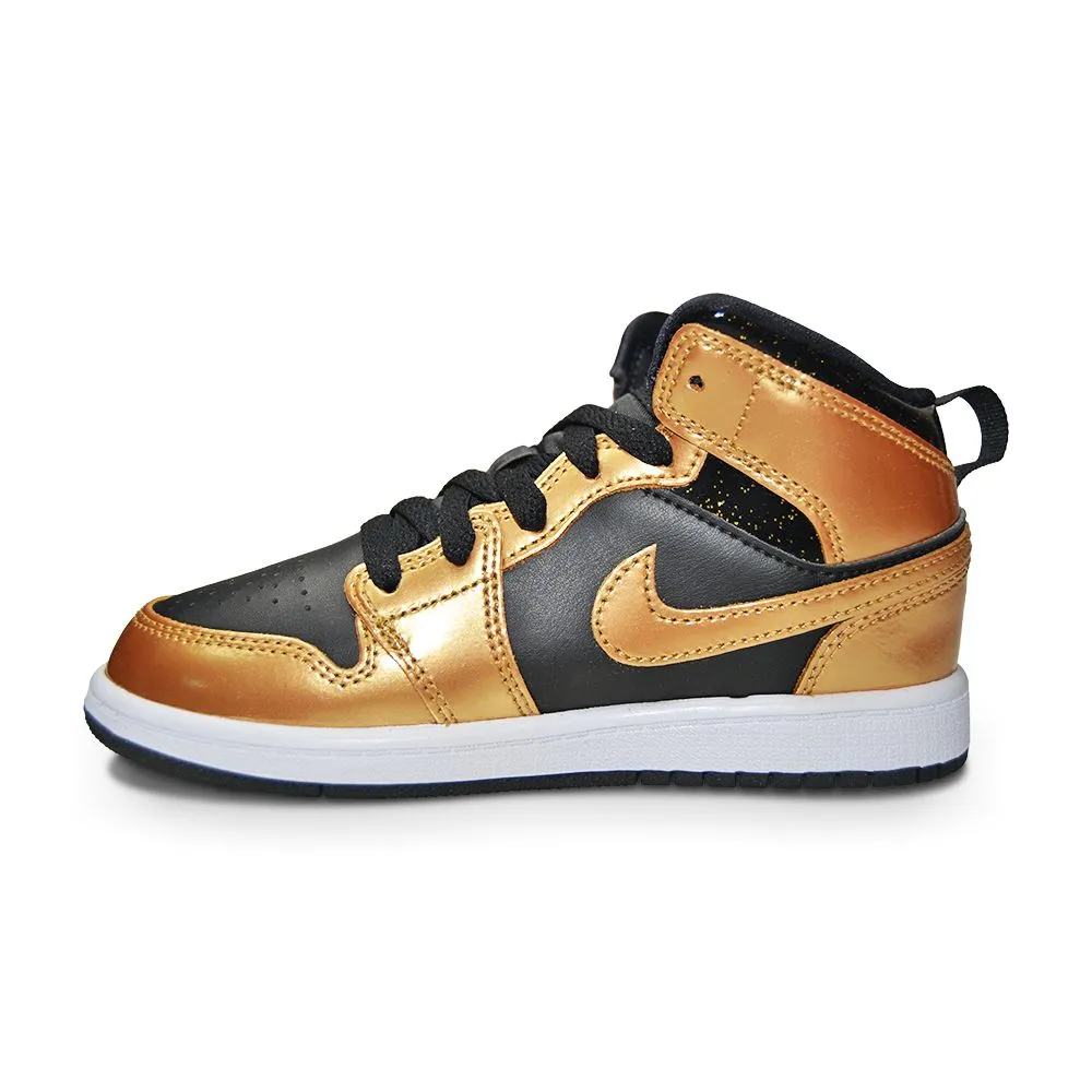 Reinforced Lace Loops Juniors Nike Air Jordan 1 Mid SE - DR6967 071 - Black Metallic Gold White