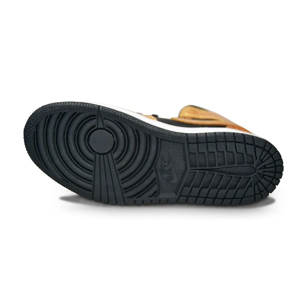 Juniors Nike Air Jordan 1 Mid SE - DR6967 071 - Black Metallic Gold White Reinforced Seams