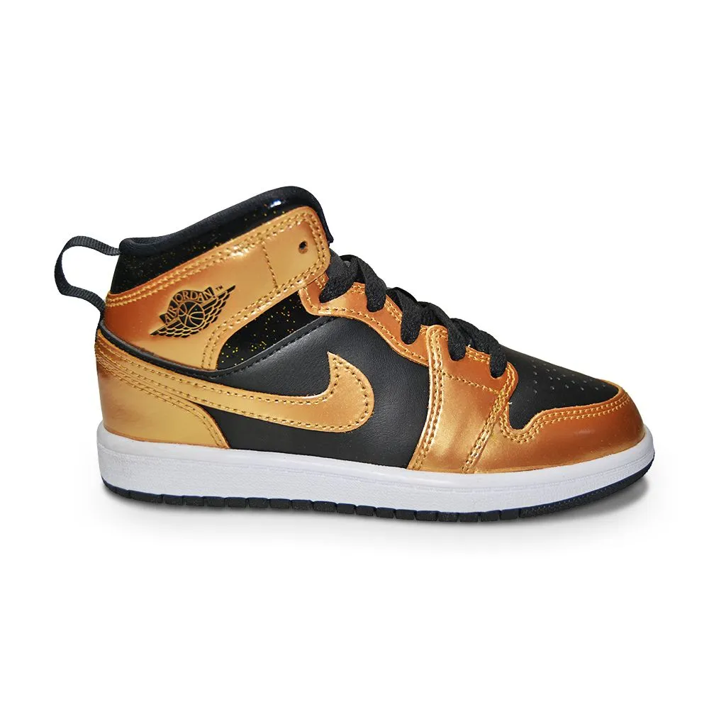 Juniors Nike Air Jordan 1 Mid SE - DR6967 071 - Black Metallic Gold White Speed Move SlipResistant