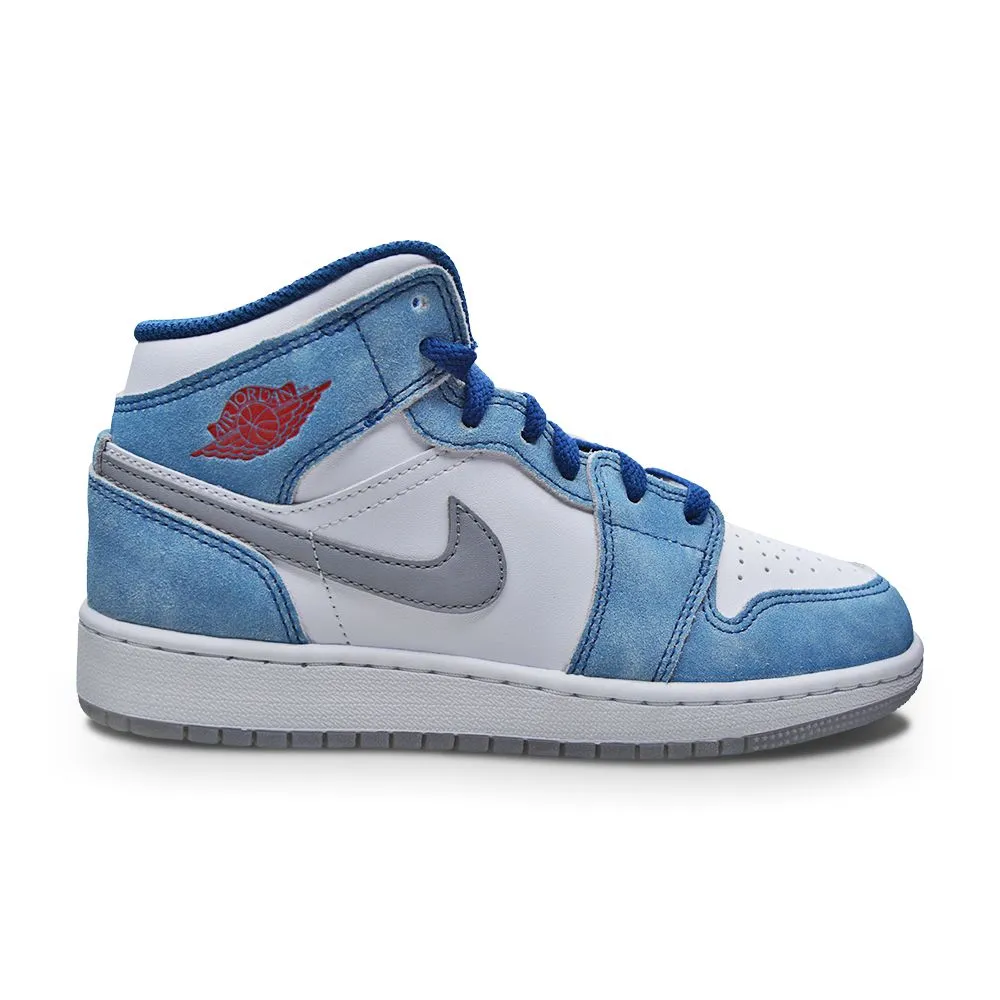 Juniors Nike Air Jordan 1 Mid SE (GS) - DR6235 401 - French Blue Fire Red White Lightweight Midsole Foam