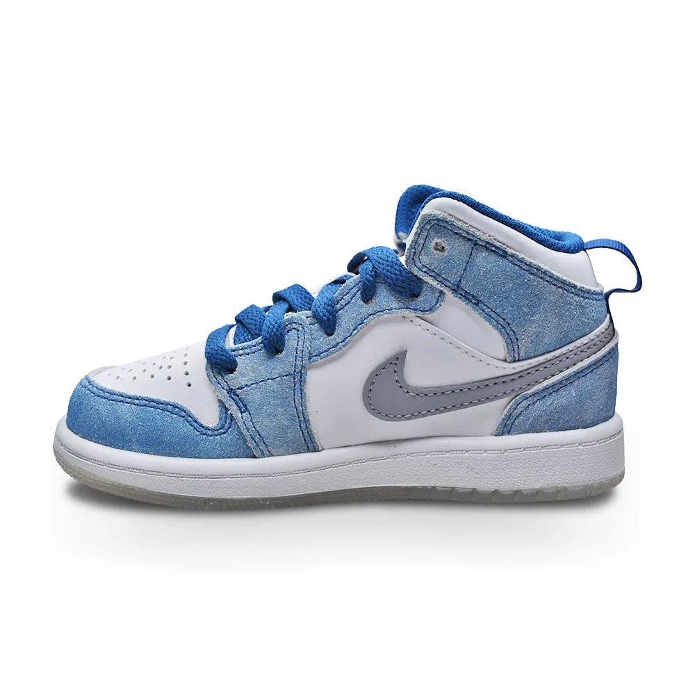 Comfort footbed Court Hustle Kids Nike Air Jordan 1 Mid SE (PS) - DR6237 401 - French Blue Fire Red White