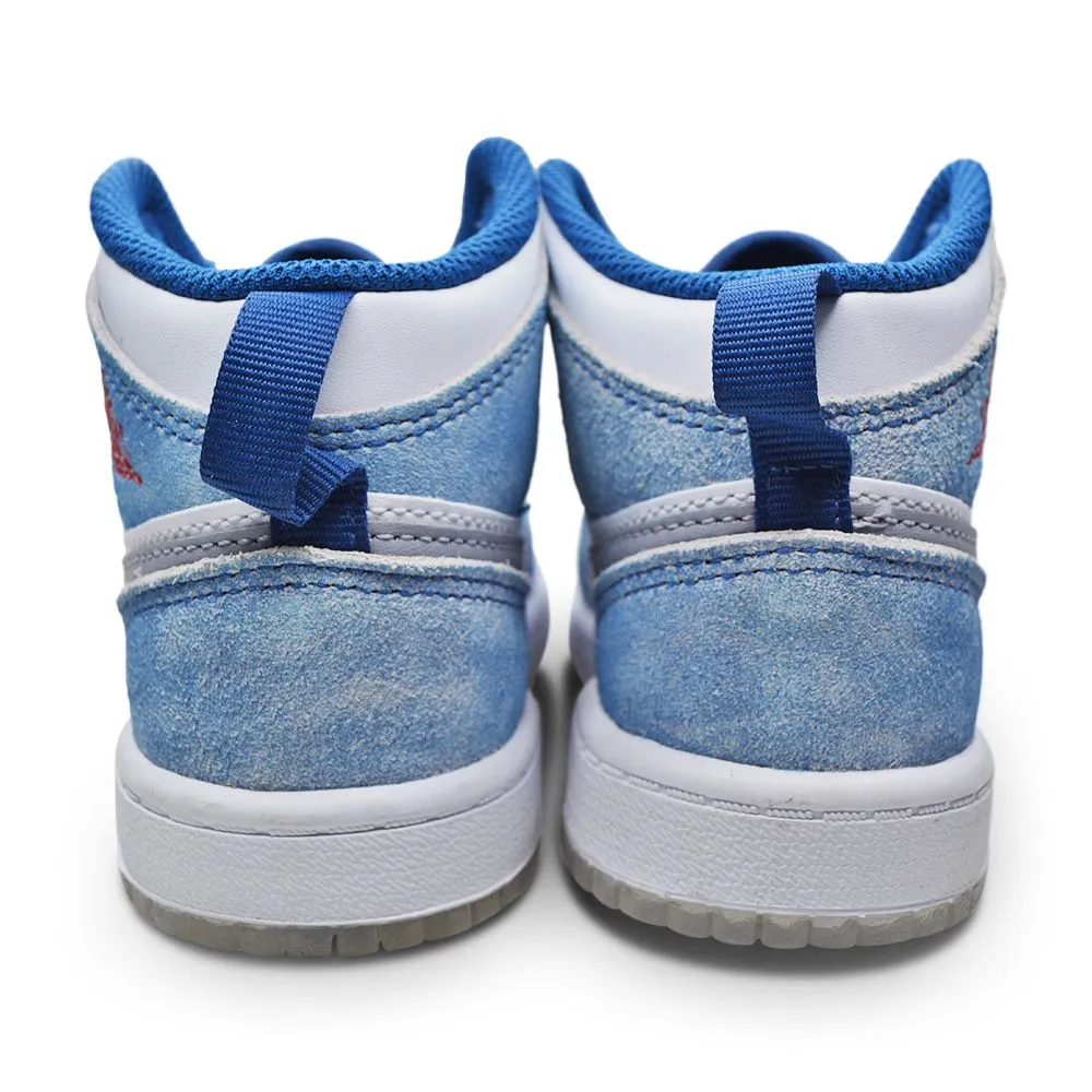 Kids Nike Air Jordan 1 Mid SE (PS) - DR6237 401 - French Blue Fire Red White Responsive Forefoot Zoom All-Purpose Shoes