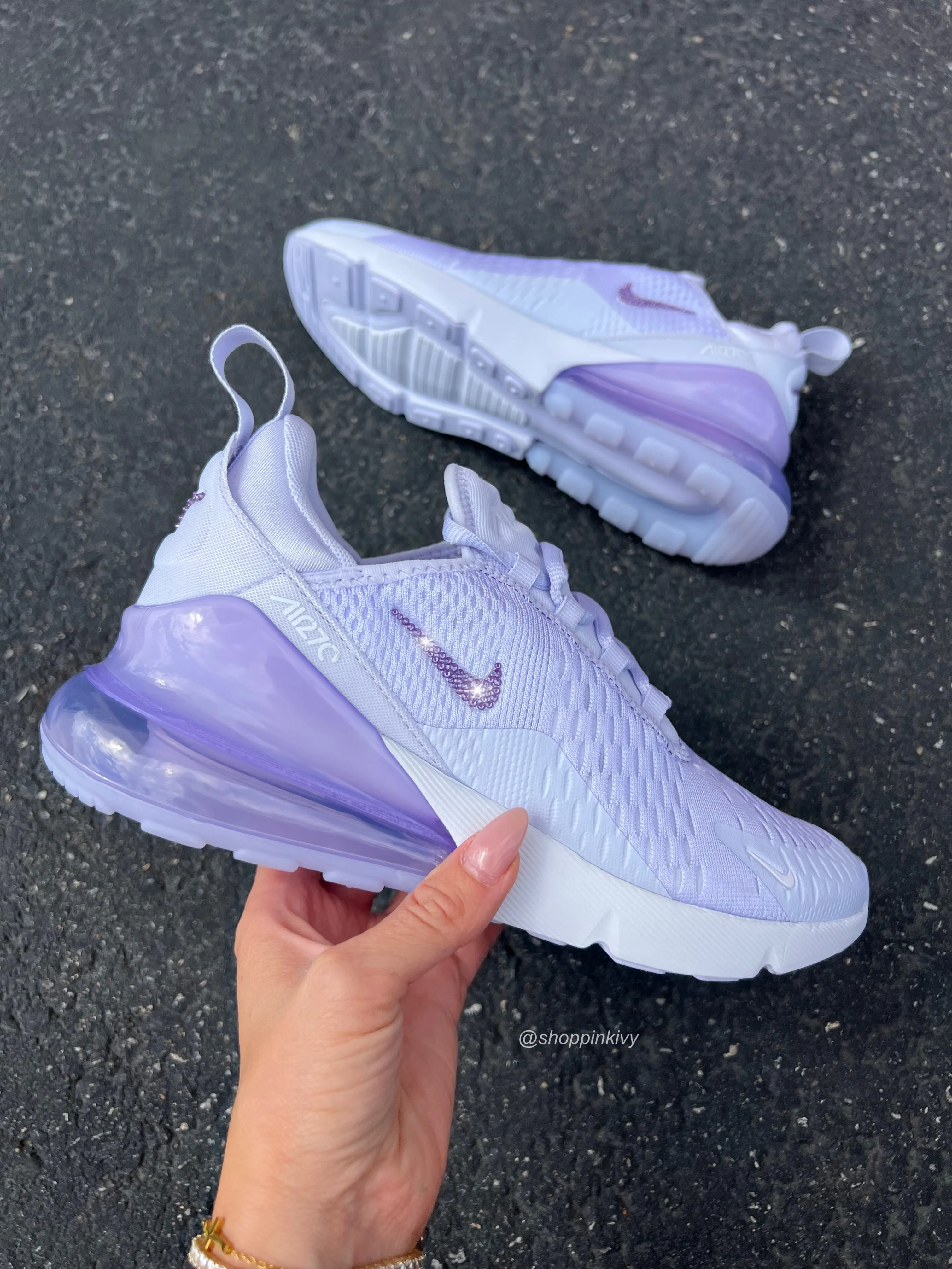 Lavender Swarovski Women's Nike Shoes Air Max 270 Tea Run