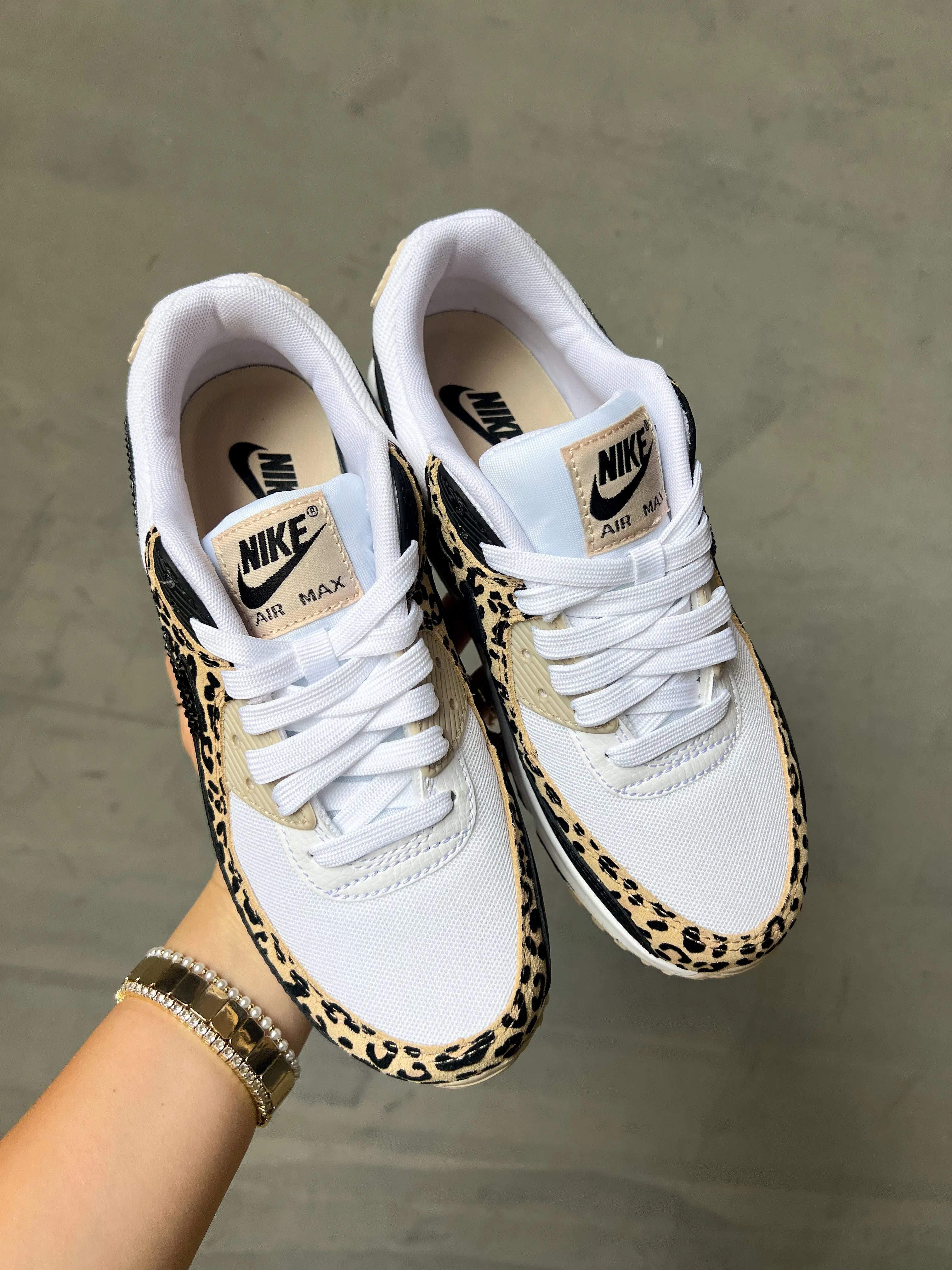 Busy Streets Leopard Animal Print Swarovski Womens Nike Air Max 90
