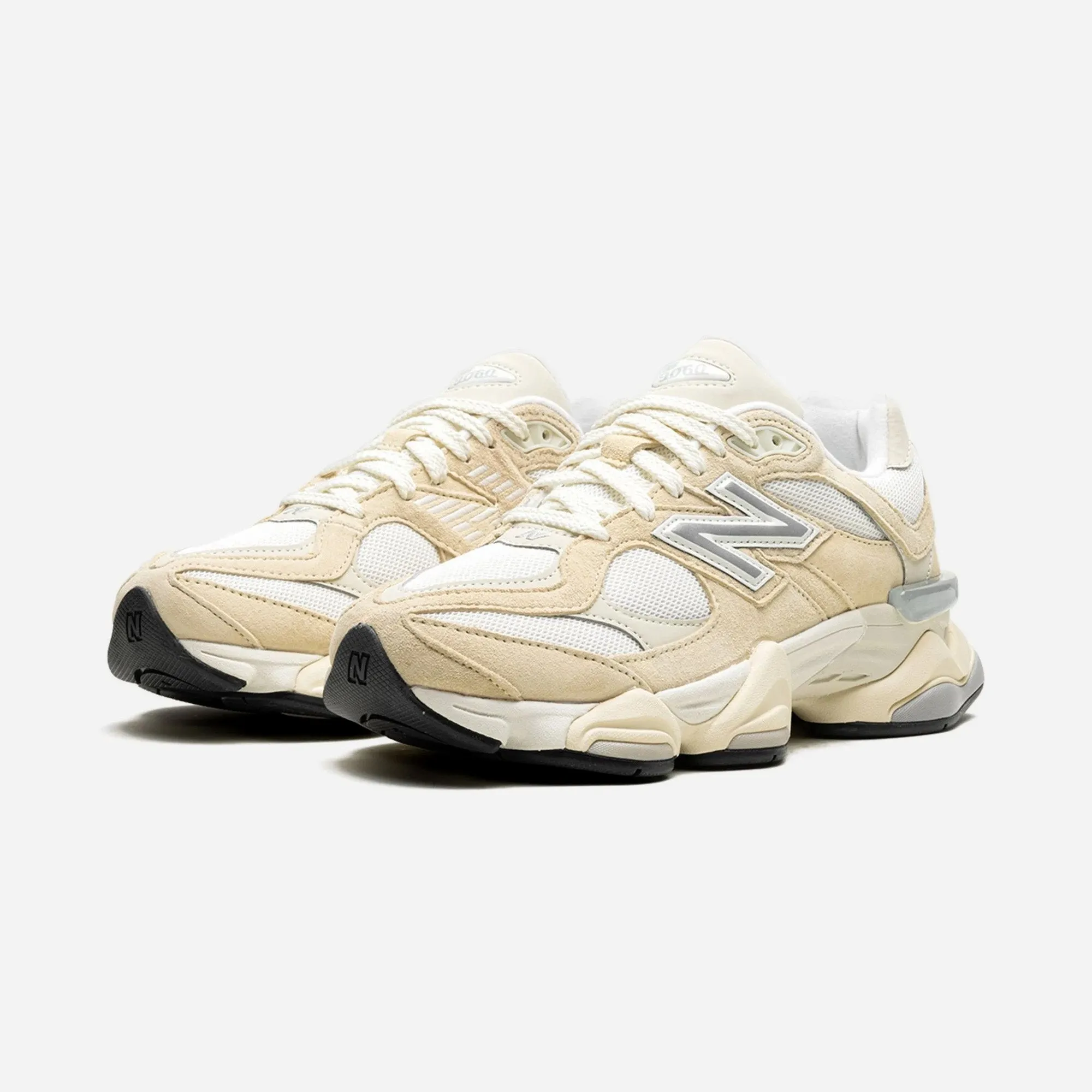 New Balance 9060 Calcium Sea Salt pre - run Light - On - Feet