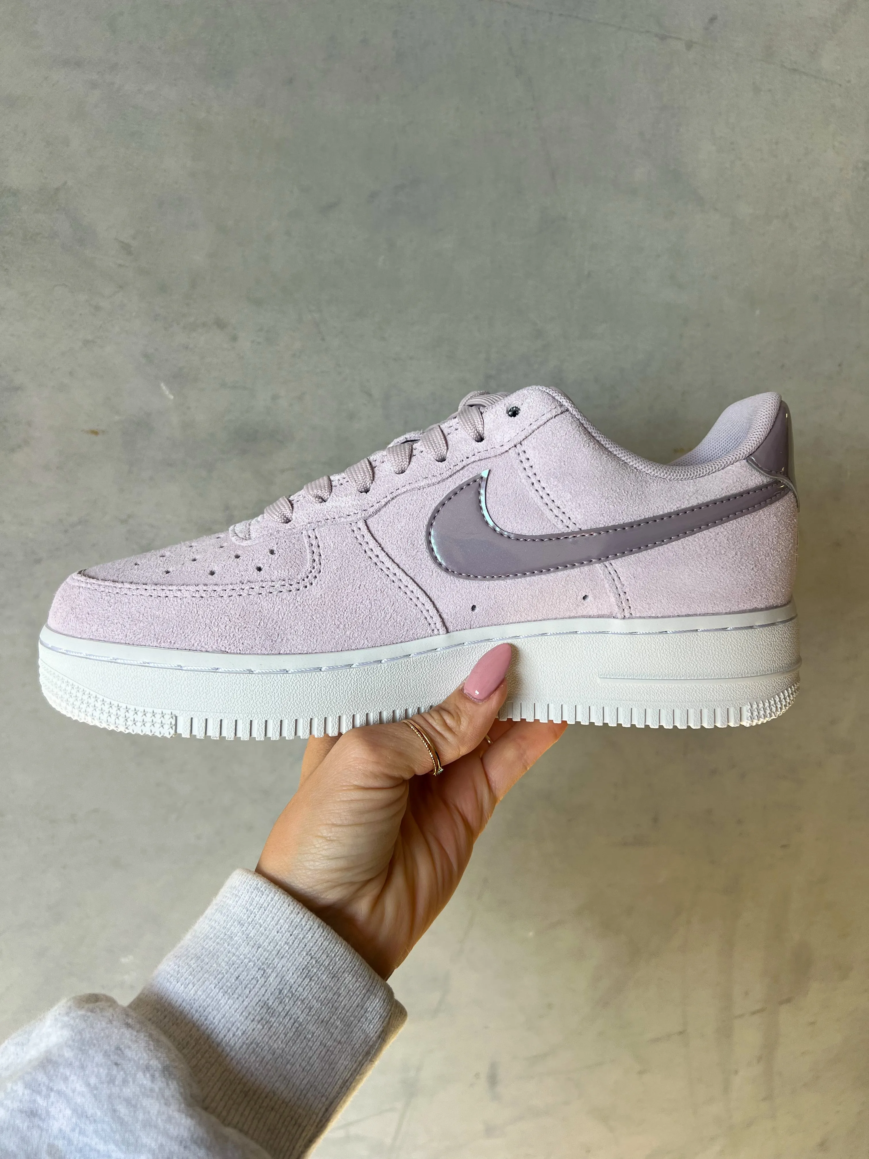 Lilac Iridescent Suede Swarovski Womens Nike Air Force One Walk Comfort Lightweight
